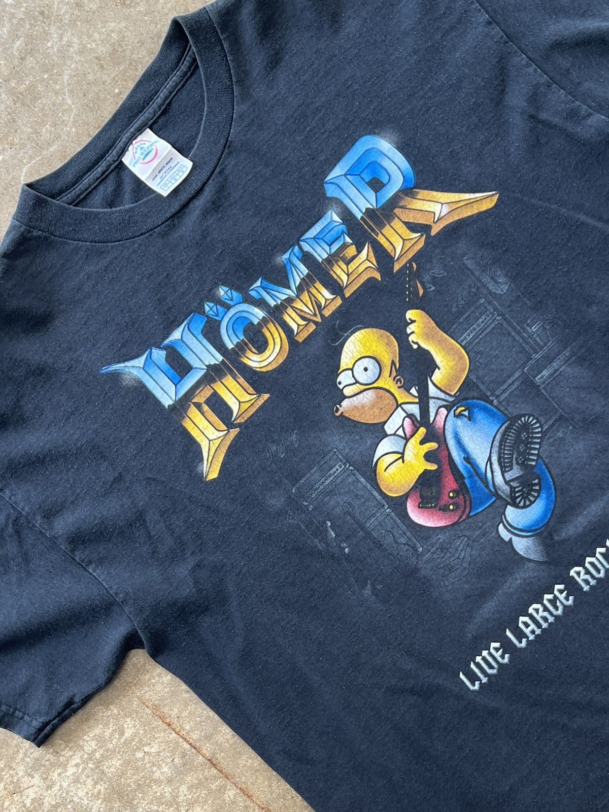 Simpsons Vintage The Simpsons Homer Live Large Rock Hard Tee Large Hoodie, Sweatshirt | PodTeesHub.com
