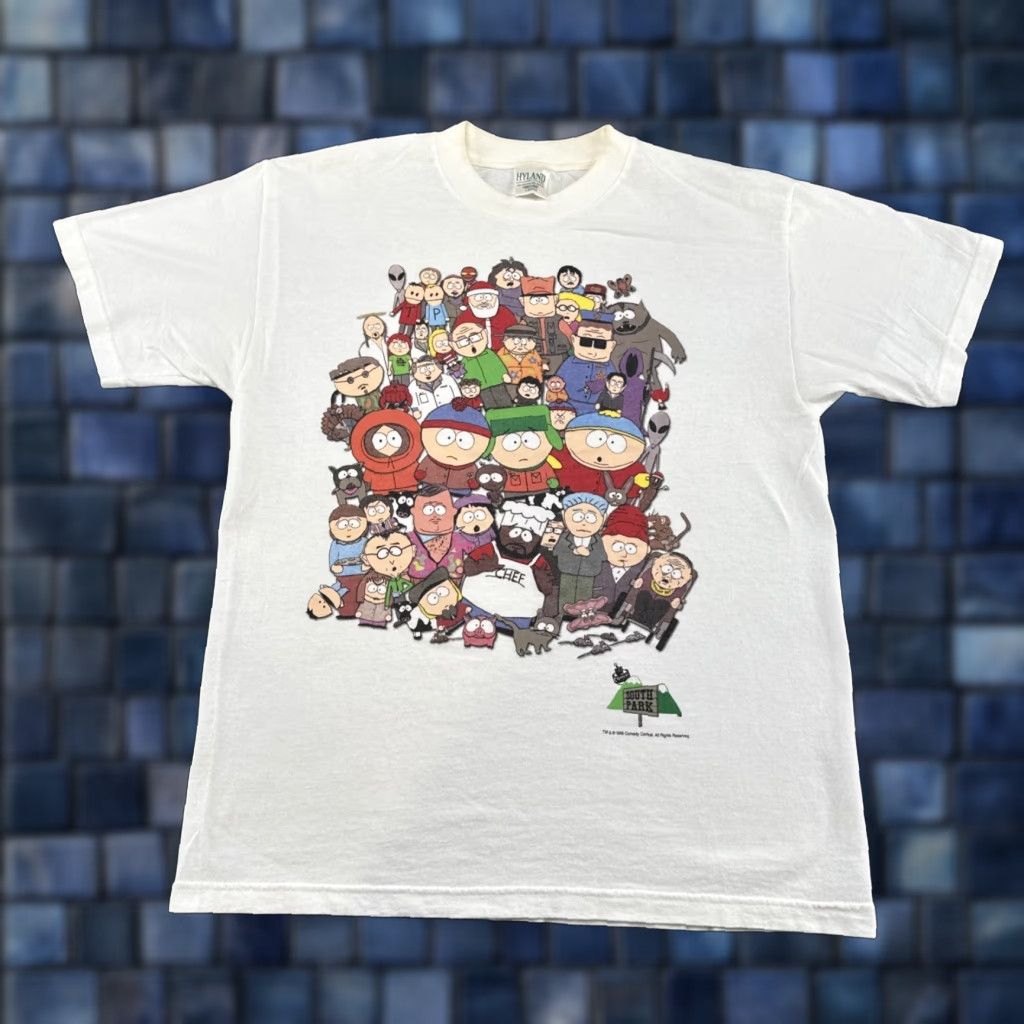 Vintage 1998 South Park Character Promo T Shirt Size L Tv Show Comedy Central Shirt Mens Whi Hoodie, Sweatshirt