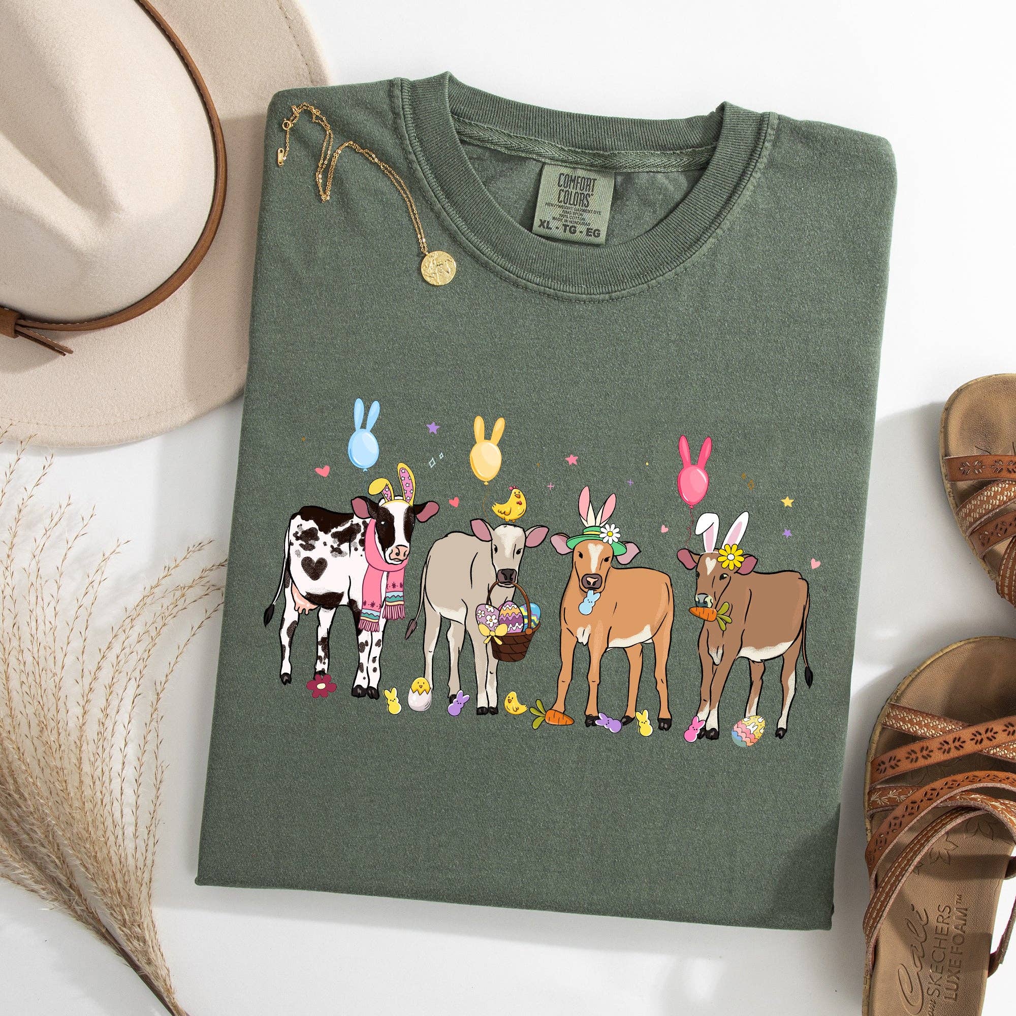 Cute Cows, Easter, Bunny, Jesus, Rabbit, Holiday Tshirt Hoodie, Sweatshirt | PodTeesHub.com