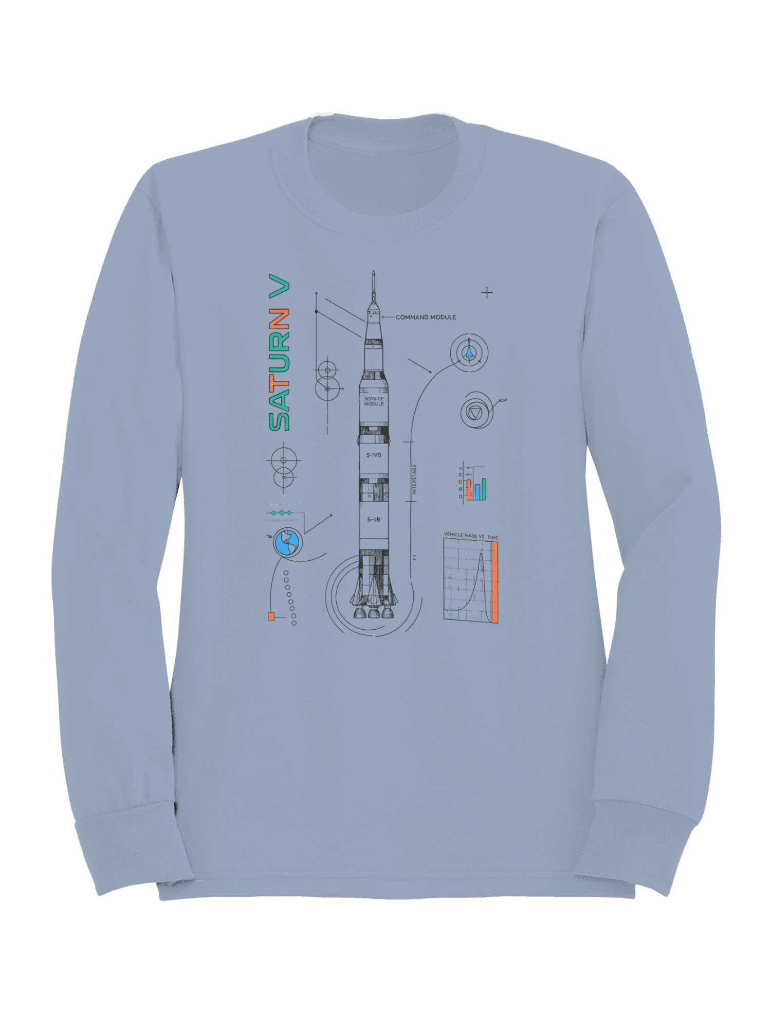 Saturn V Rocket Blueprint Design Women's Sweatshirt T-Shirts, Hoodie | PodTeesHub.com