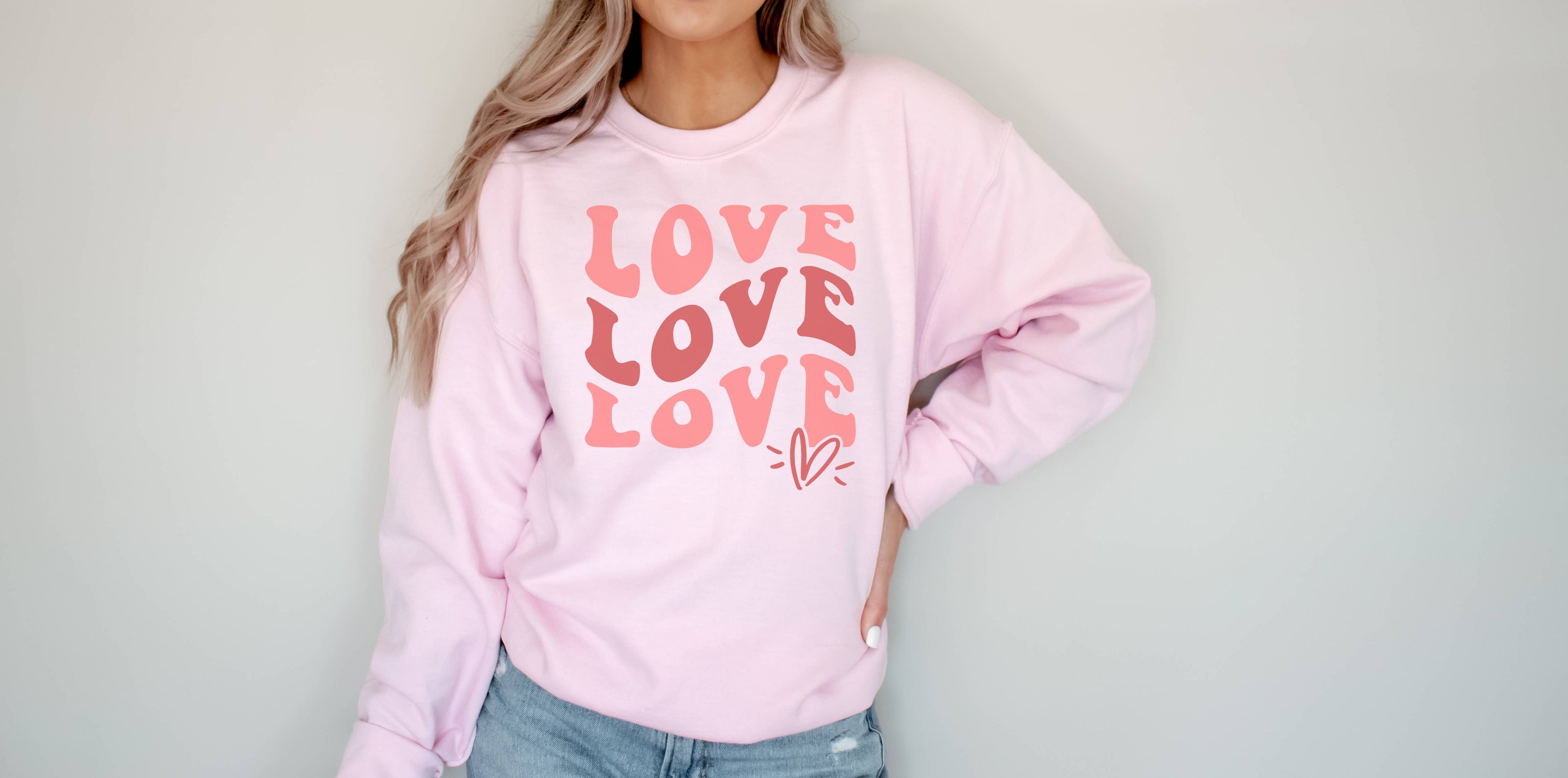 Retro Love Repeat Crew Neck Sweatshirt T-Shirts, Hoodie | PodTeesHub.com