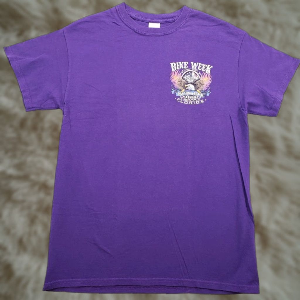 Vintage Bike Week 2018 Shirt Mens M Purple Graphic Tee Eagle Daytona Beach Florida Hoodie, Sweatshirt | PodTeesHub.com