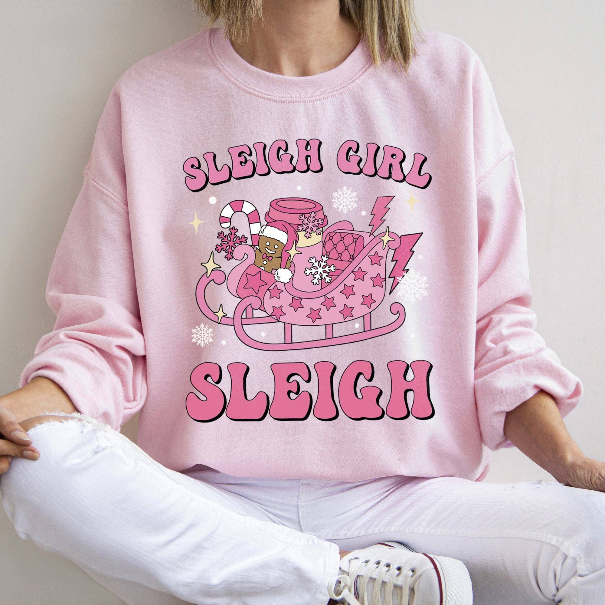 Sleigh Girl Sleigh, Christmas Retro Sweatshirt T-Shirts, Hoodie | PodTeesHub.com