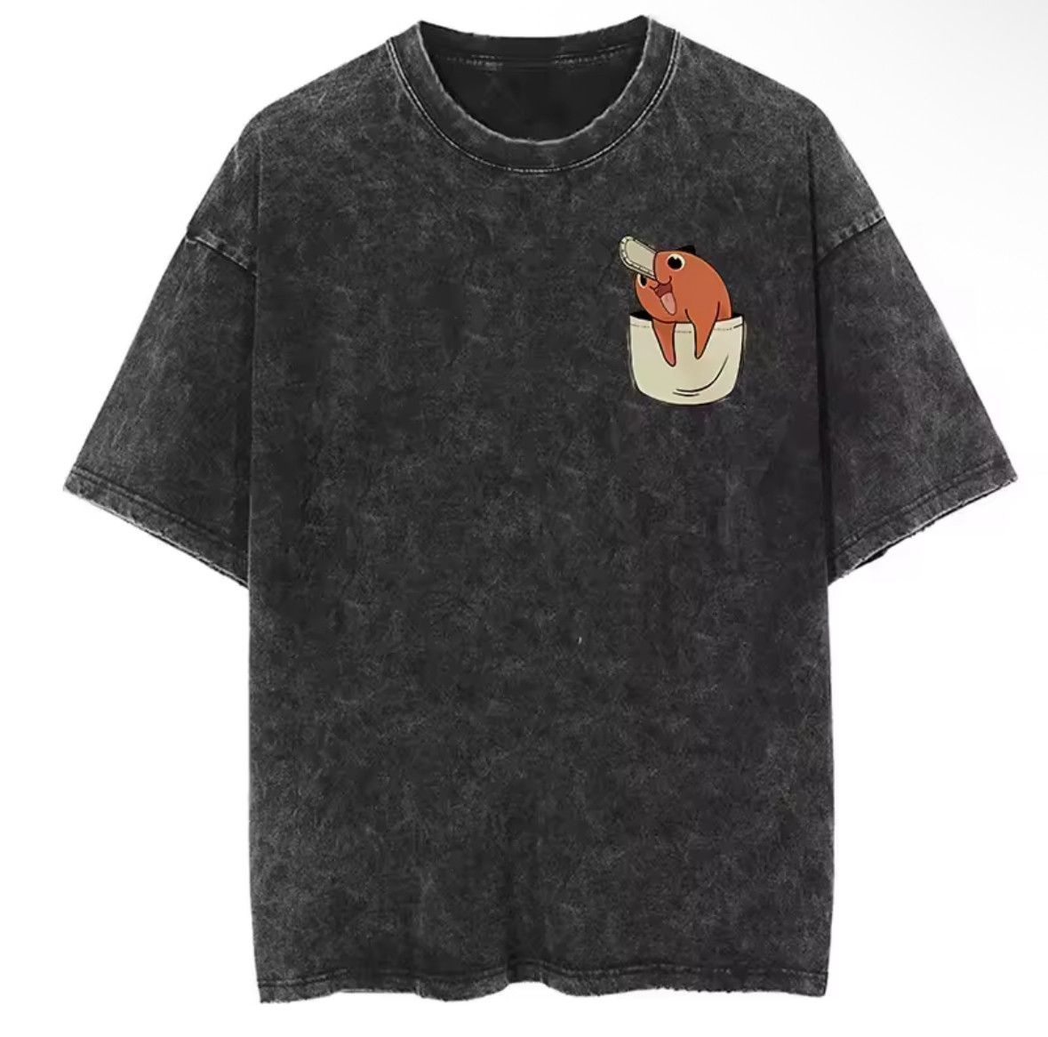 Japanese Brand Y2k Chainsaw Man Makima Pochita Dog Anime Washed T Shirt Hoodie, Sweatshirt | PodTeesHub.com
