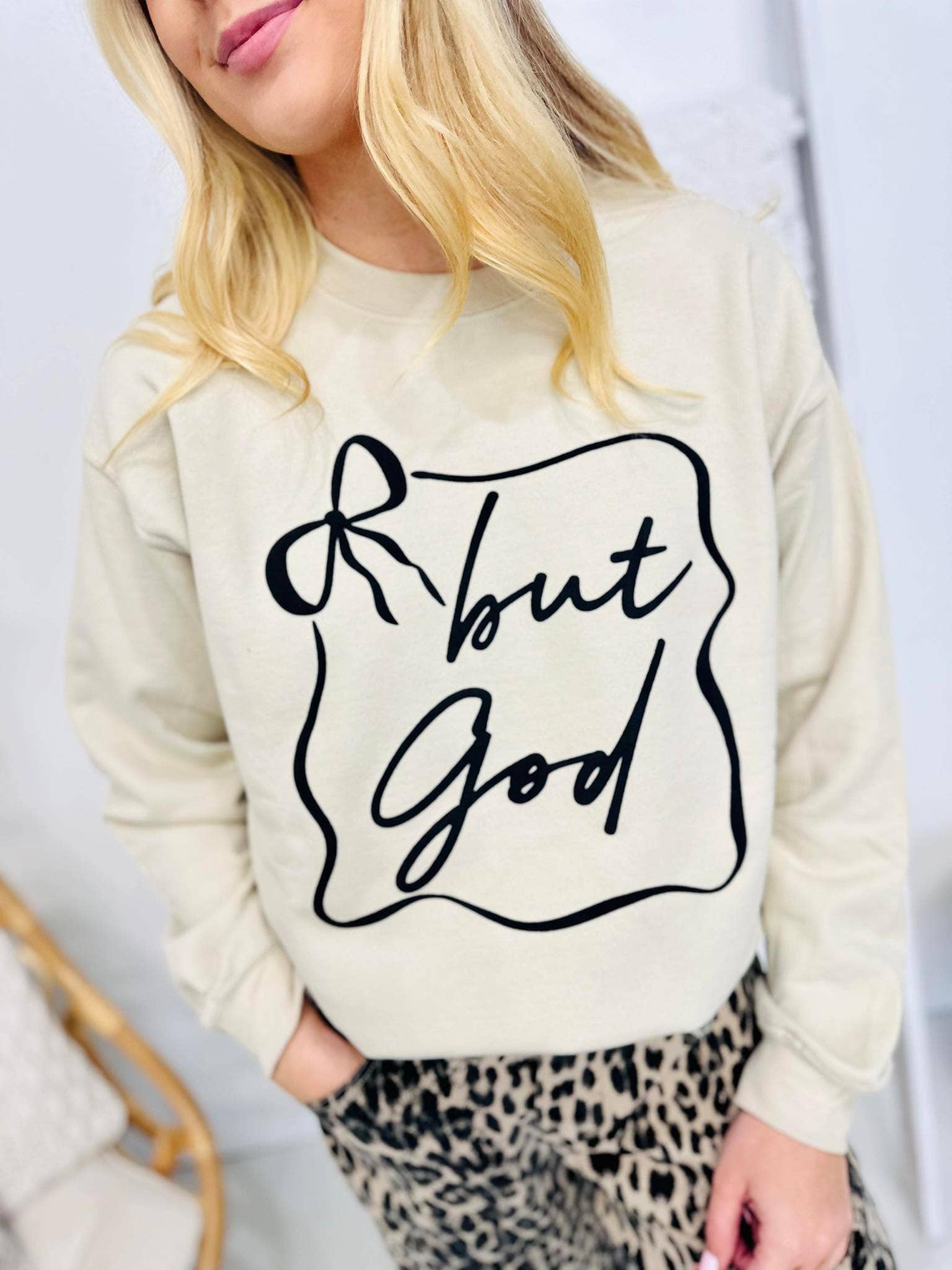 But God Black Bow Frame Puff Sweatshirt T-Shirts, Hoodie | PodTeesHub.com