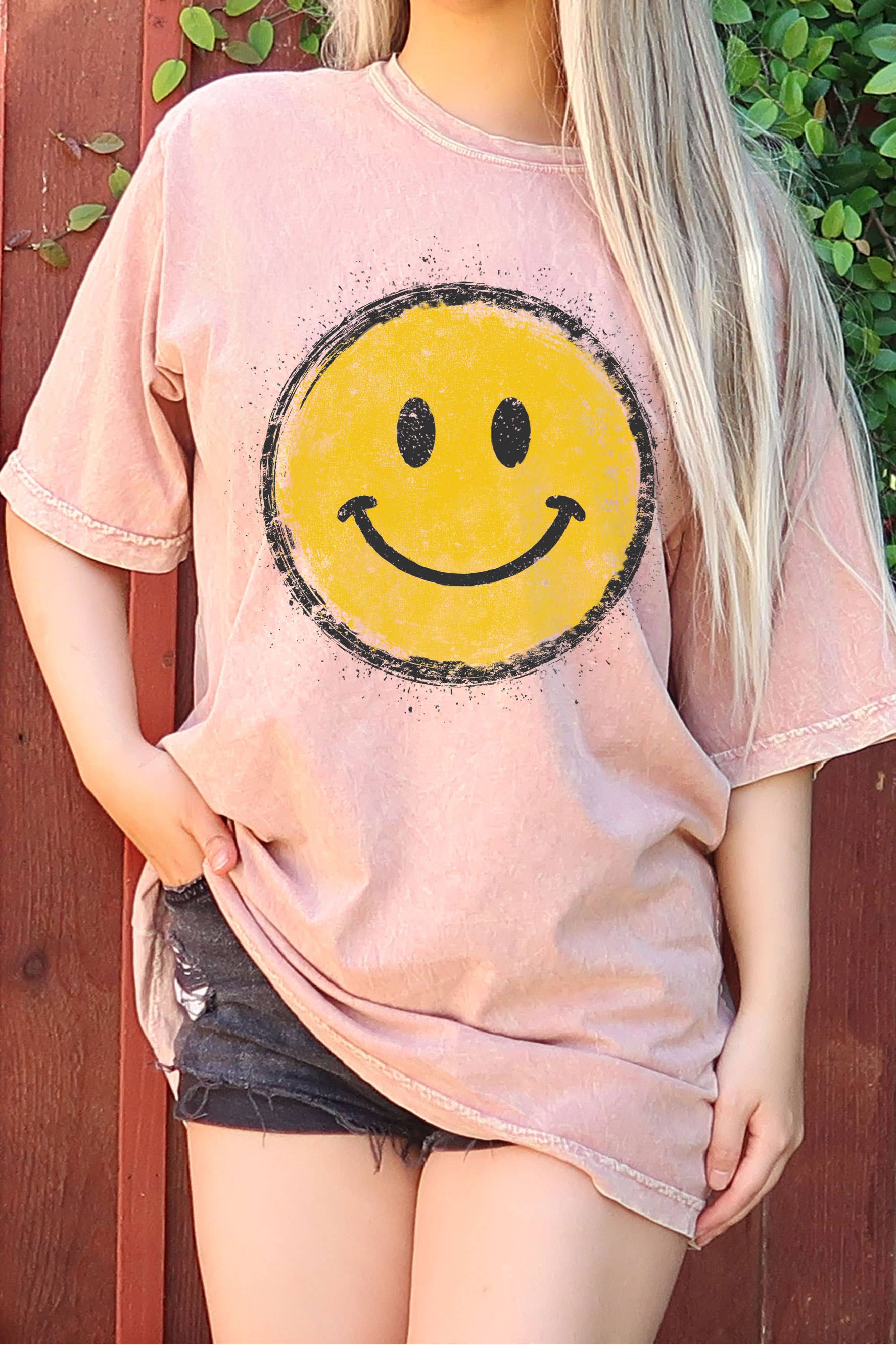 Smiley Splash Face Oversize Mineral Graphic Tshirt Hoodie, Sweatshirt | PodTeesHub.com