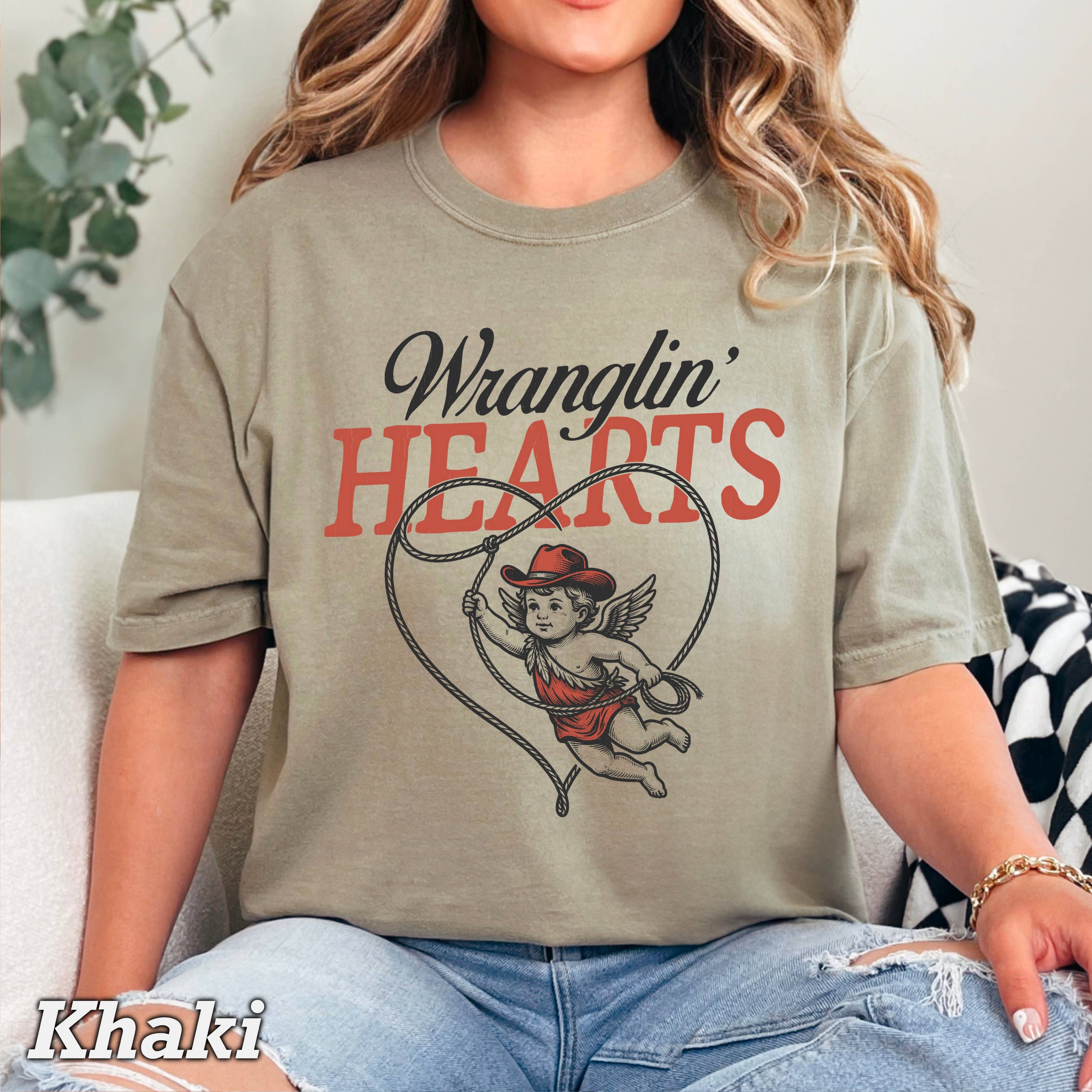 Wranglin Hearts Valentine’S Day Shirt | Comfort Colors Hoodie, Sweatshirt | PodTeesHub.com