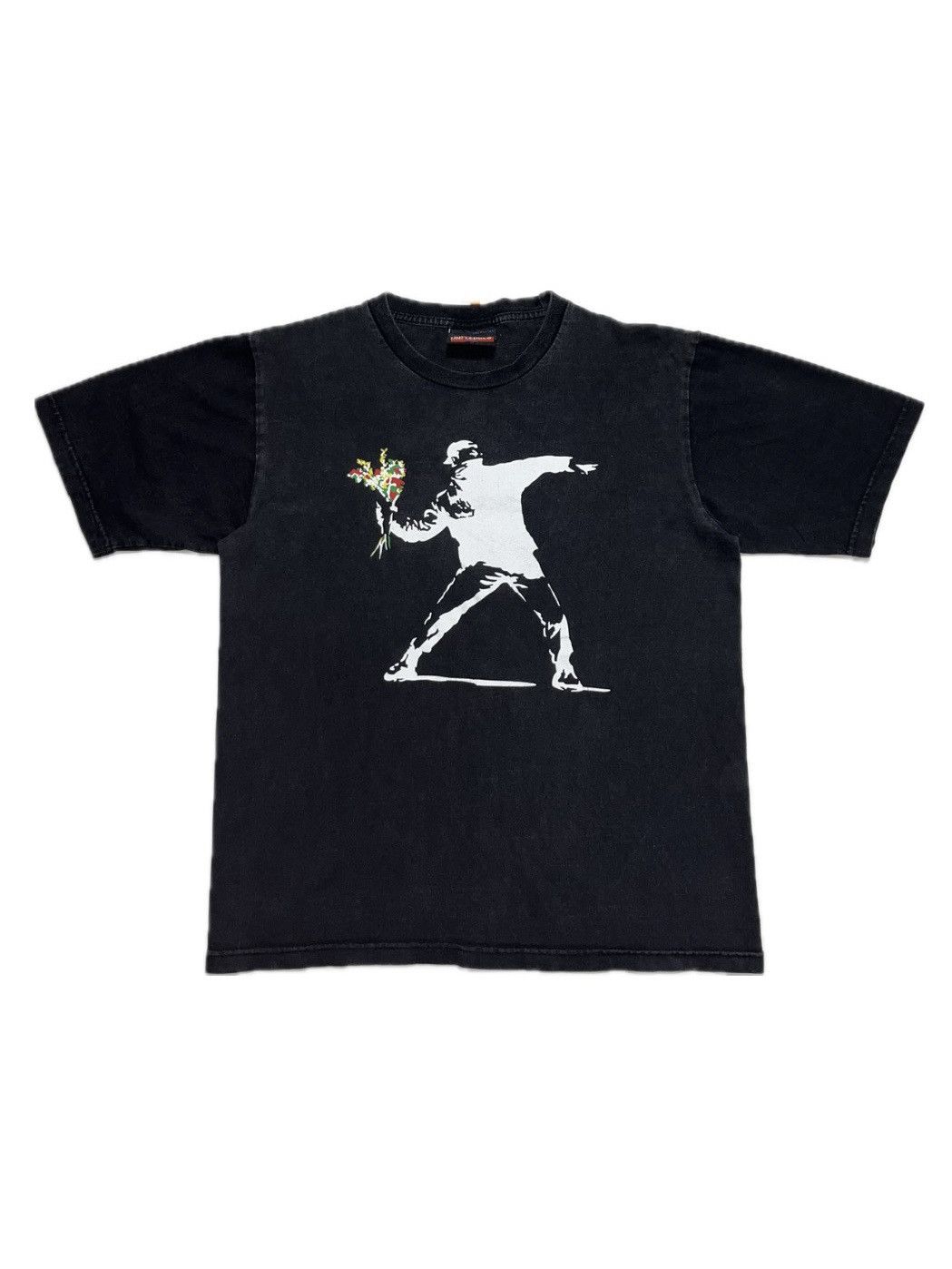 Vintage Unfledged Banksy Flower Thrower Perfectly Washed Tee Hoodie, Sweatshirt | PodTeesHub.com