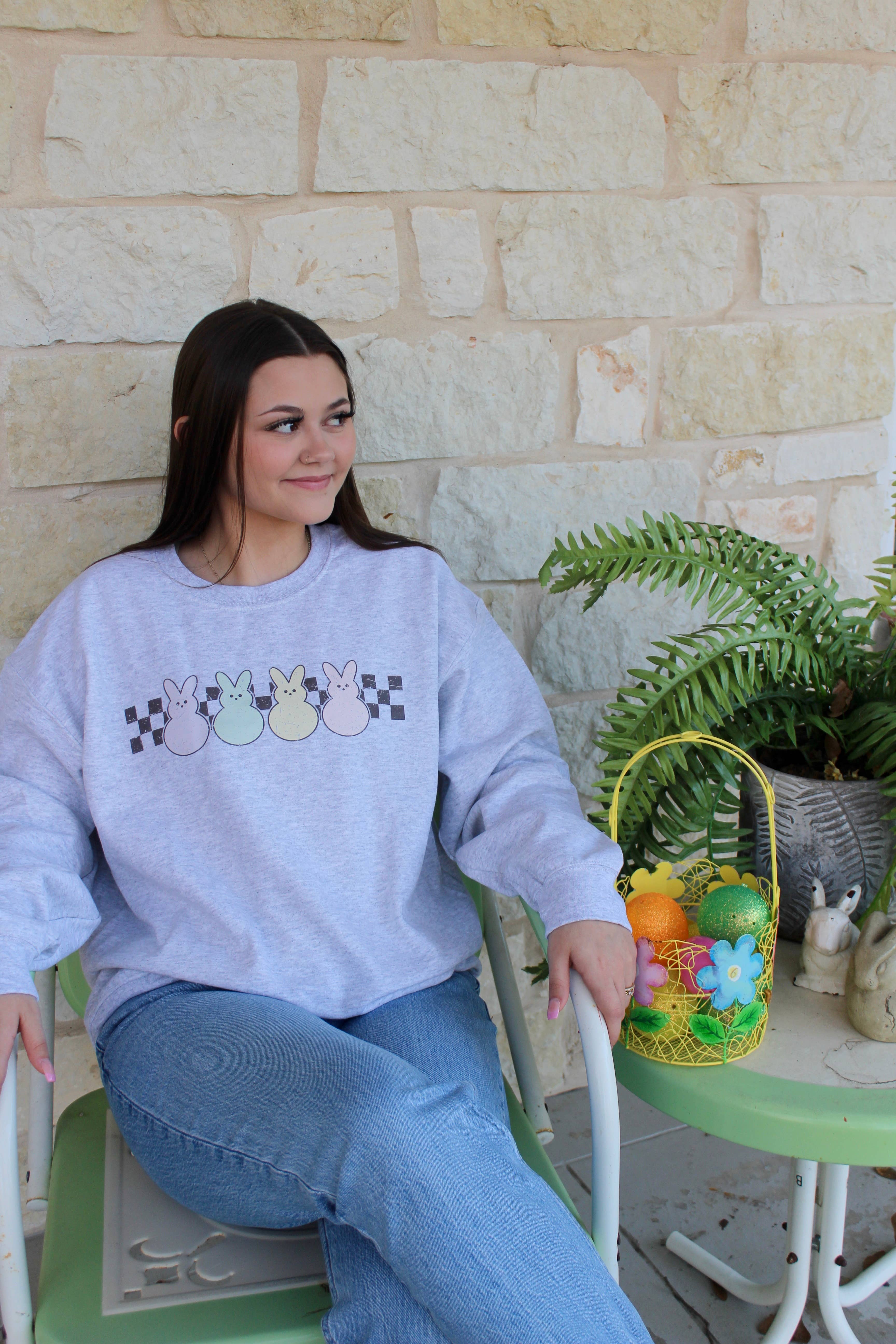 Retro Checkered Peeps Graphic Sweater T-Shirts, Hoodie, Sweatshirt | PodTeesHub.com