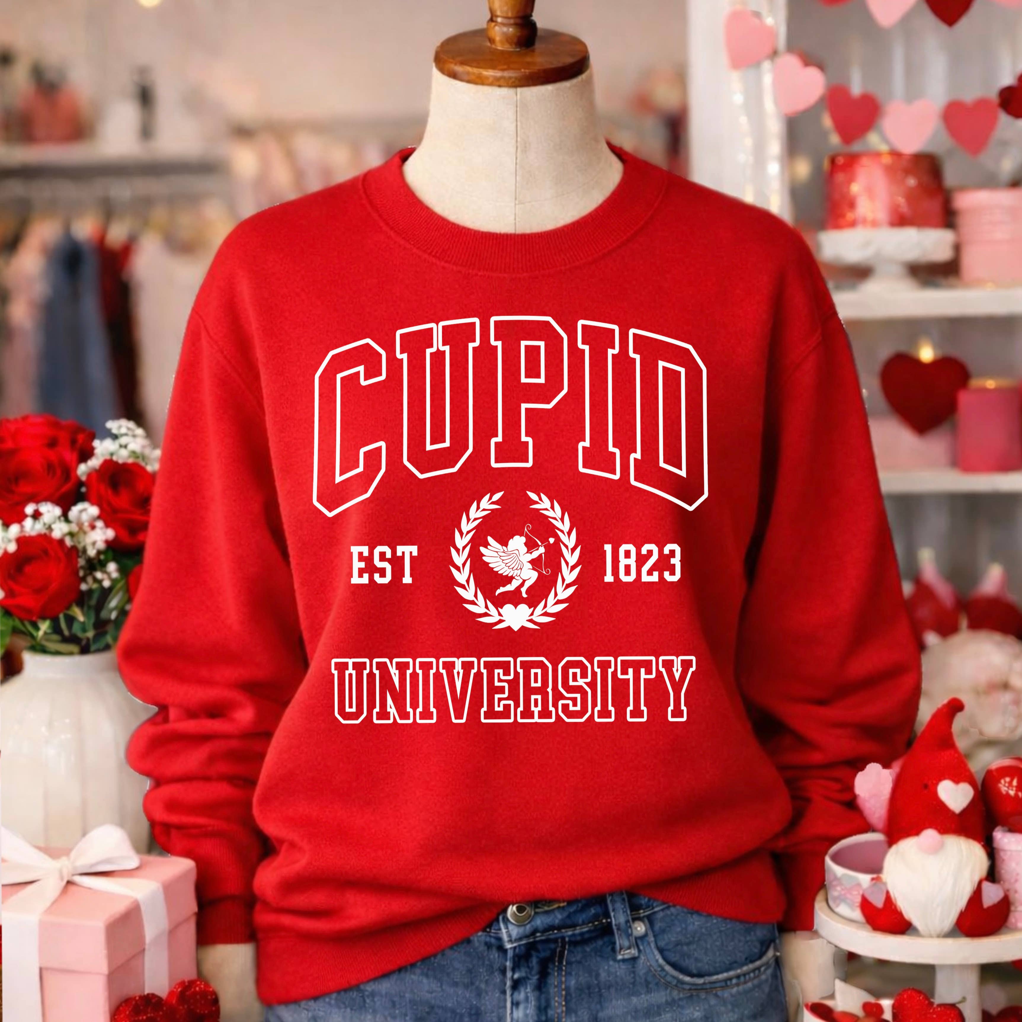 Cupid University Valentine’S Day Sweatshirt | Gildan Brand T-Shirts, Hoodie | PodTeesHub.com