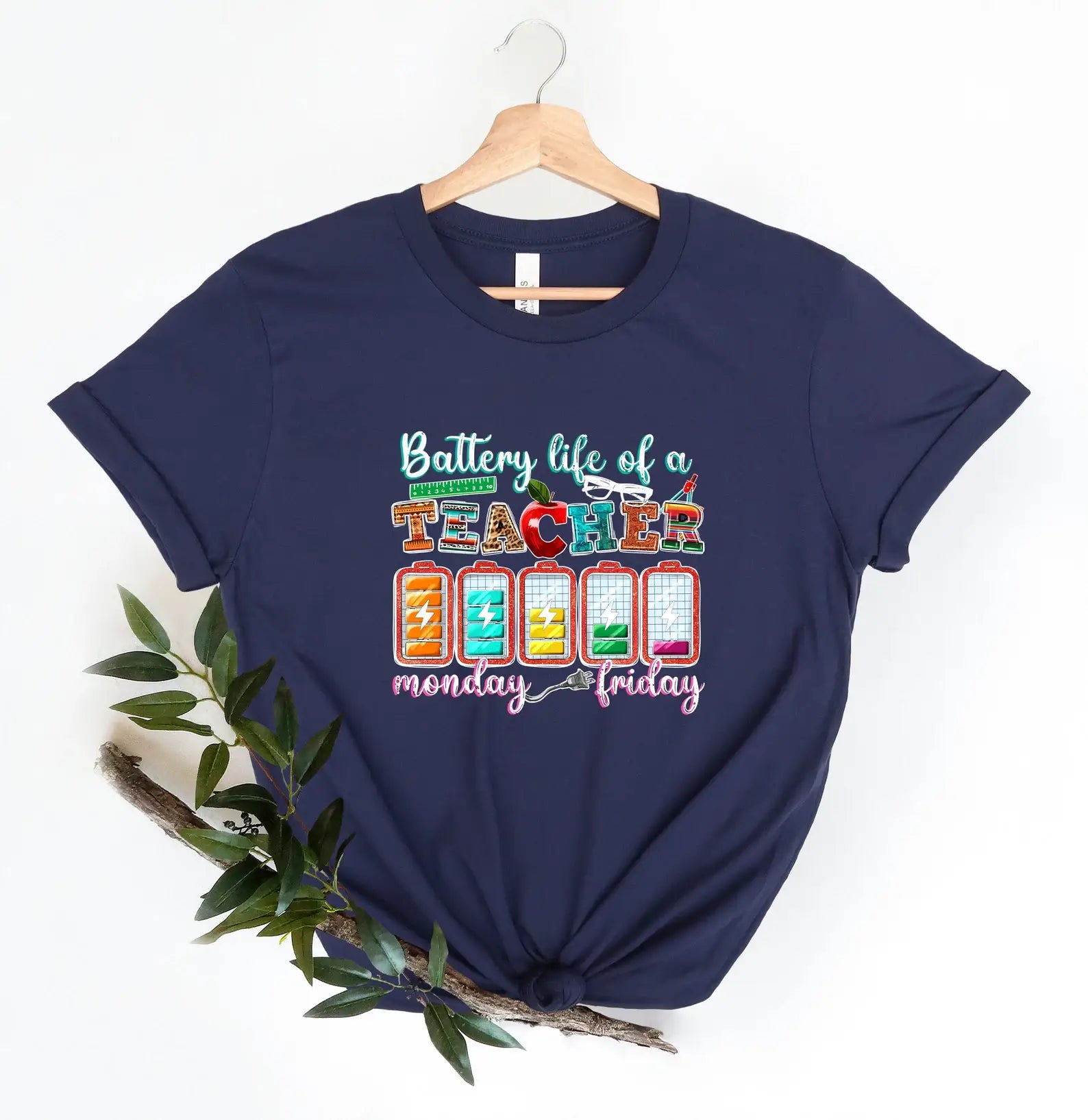 Battery Life of A Teacher T-Shirt Hoodie, Sweatshirt | PodTeesHub.com