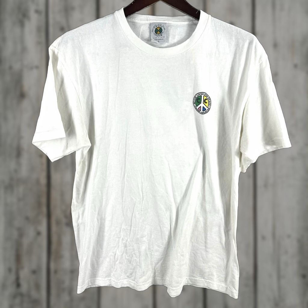 Vintage Cross Colours 90s Hip Hop T Shirt Mens L White Short Sleeve Crew Neck Double Sided Hoodie, Sweatshirt