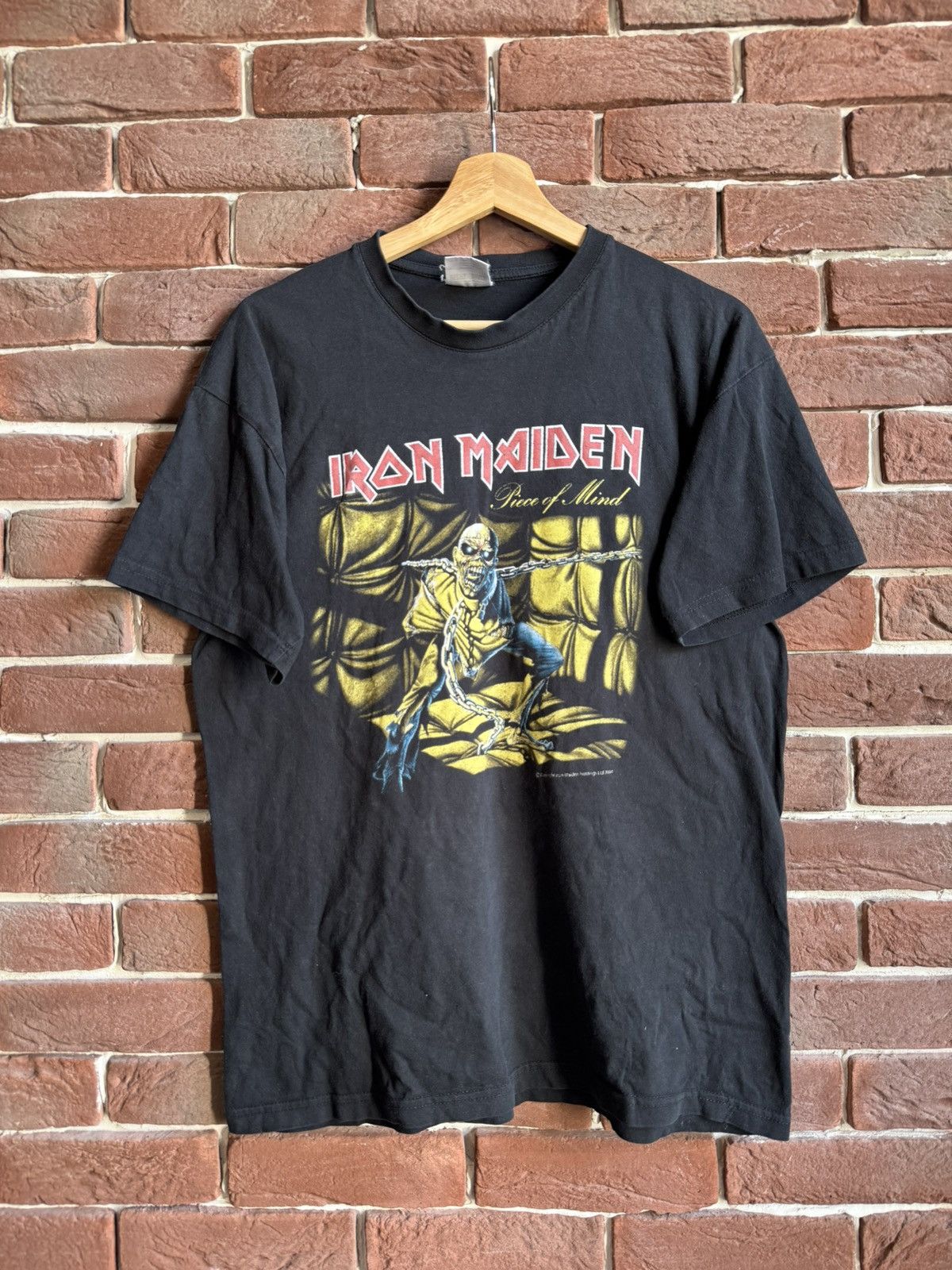 Iron Maiden X Vintage Vintage 00s Iron Maiden Piece Of Mind Washed Metal Band Tee Hoodie, Sweatshirt | PodTeesHub.com
