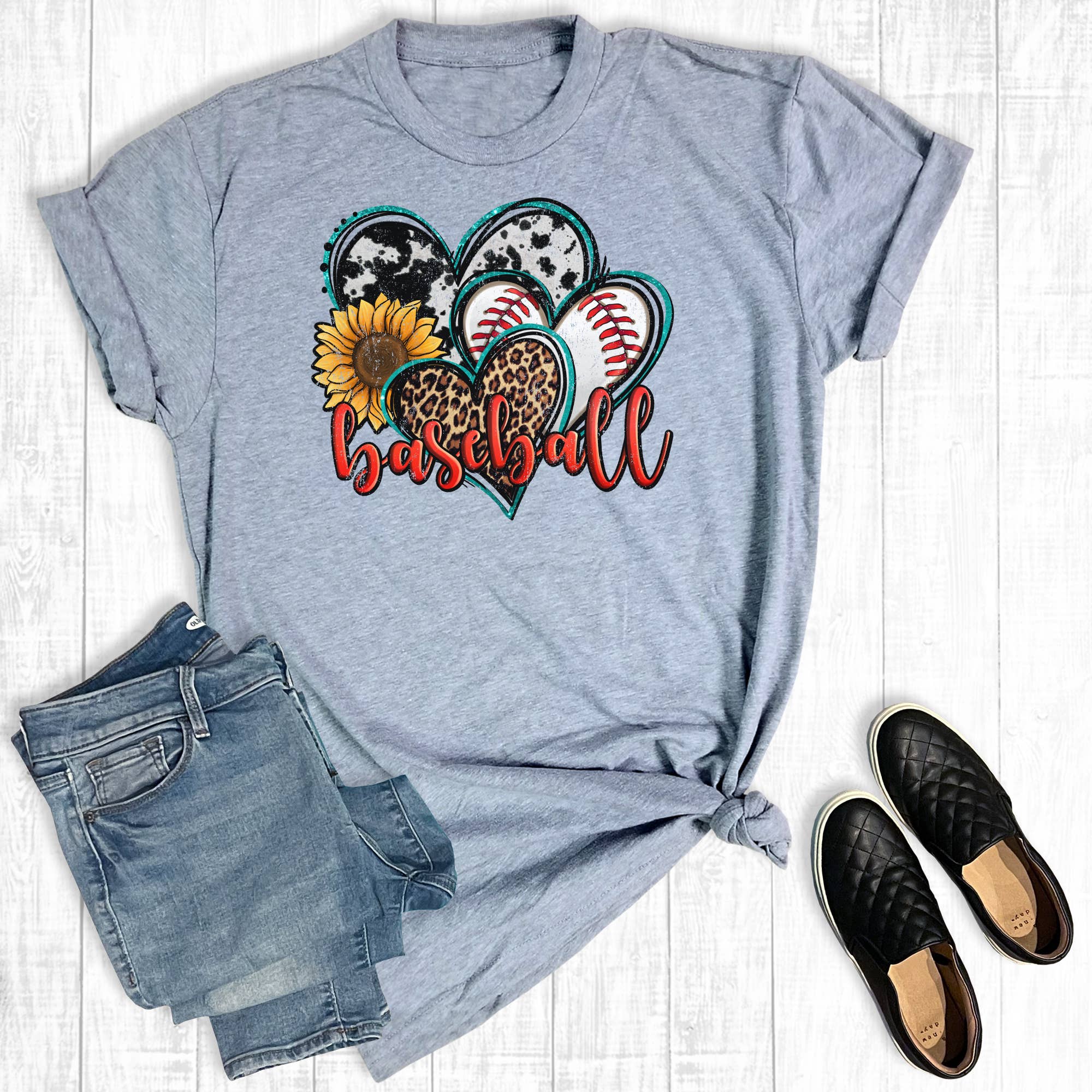 Baseball Hearts Graphic Tee Hoodie, Sweatshirt | PodTeesHub.com