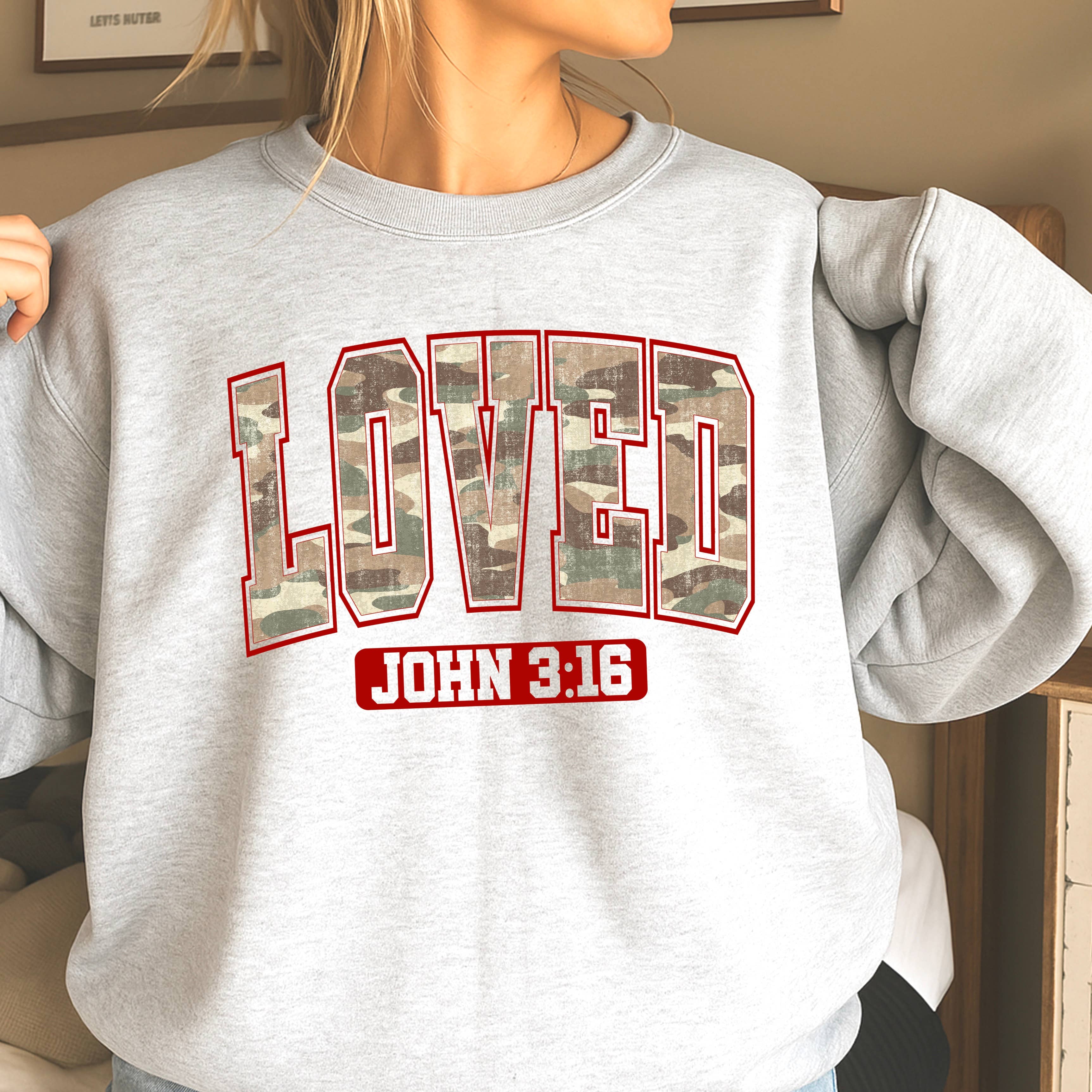 Camo Loved 3:16 Valentine’S Day Sweatshirt | Gildan Brand T-Shirts, Hoodie | PodTeesHub.com