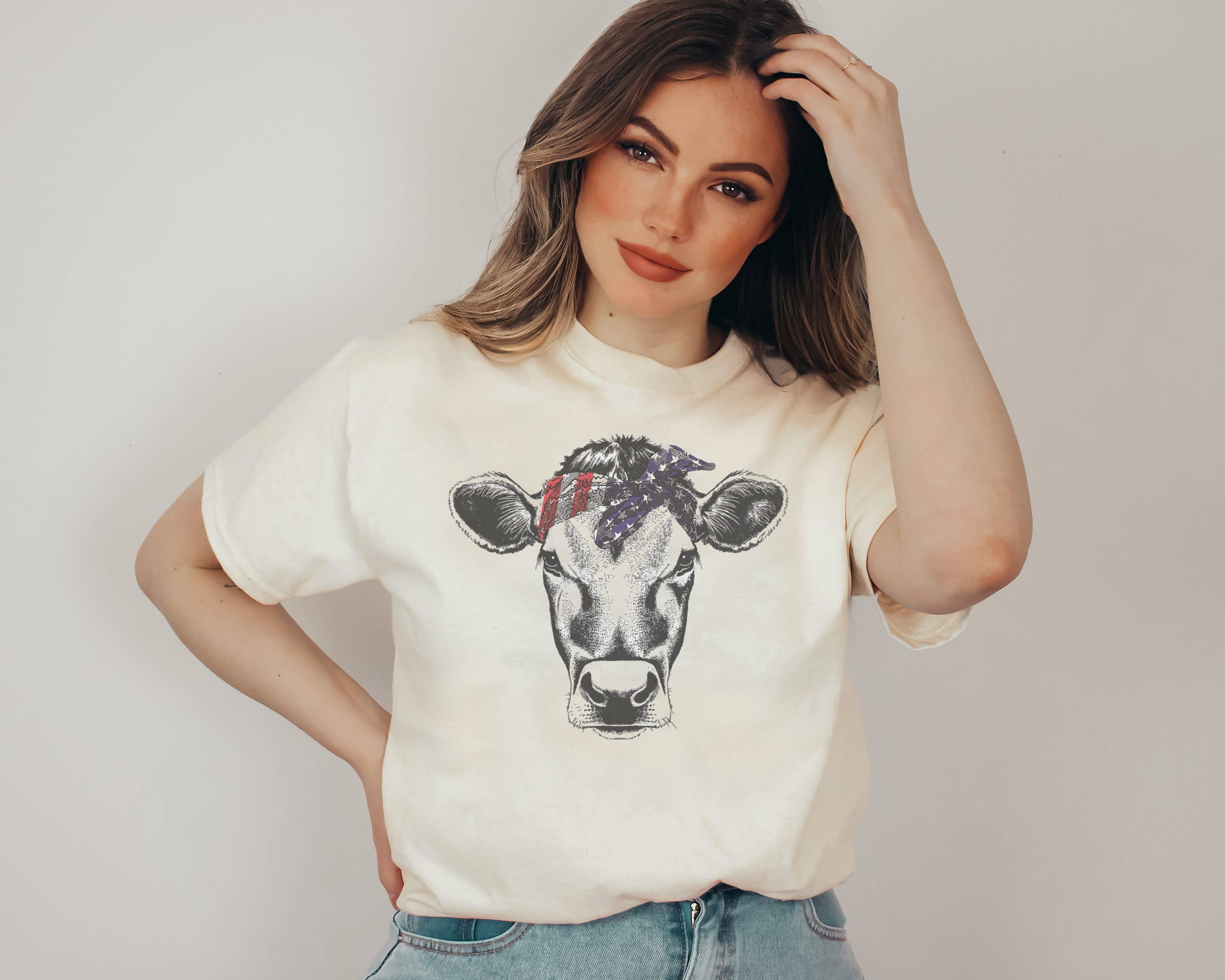 American Flag Cow Tee | Cow Shirt Hoodie, Sweatshirt | PodTeesHub.com