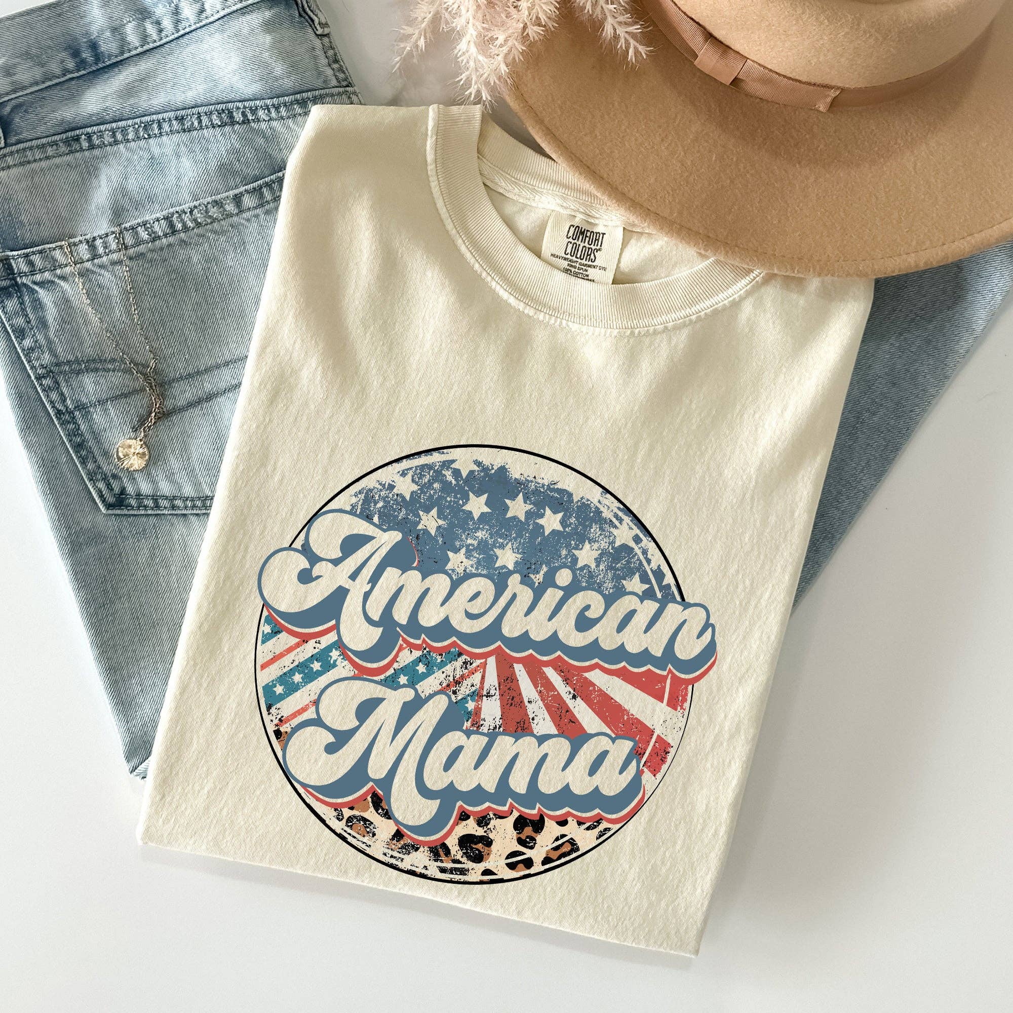 American Mama, Leopard Print, Patriotic, 4th of July Tshirt Hoodie, Sweatshirt | PodTeesHub.com