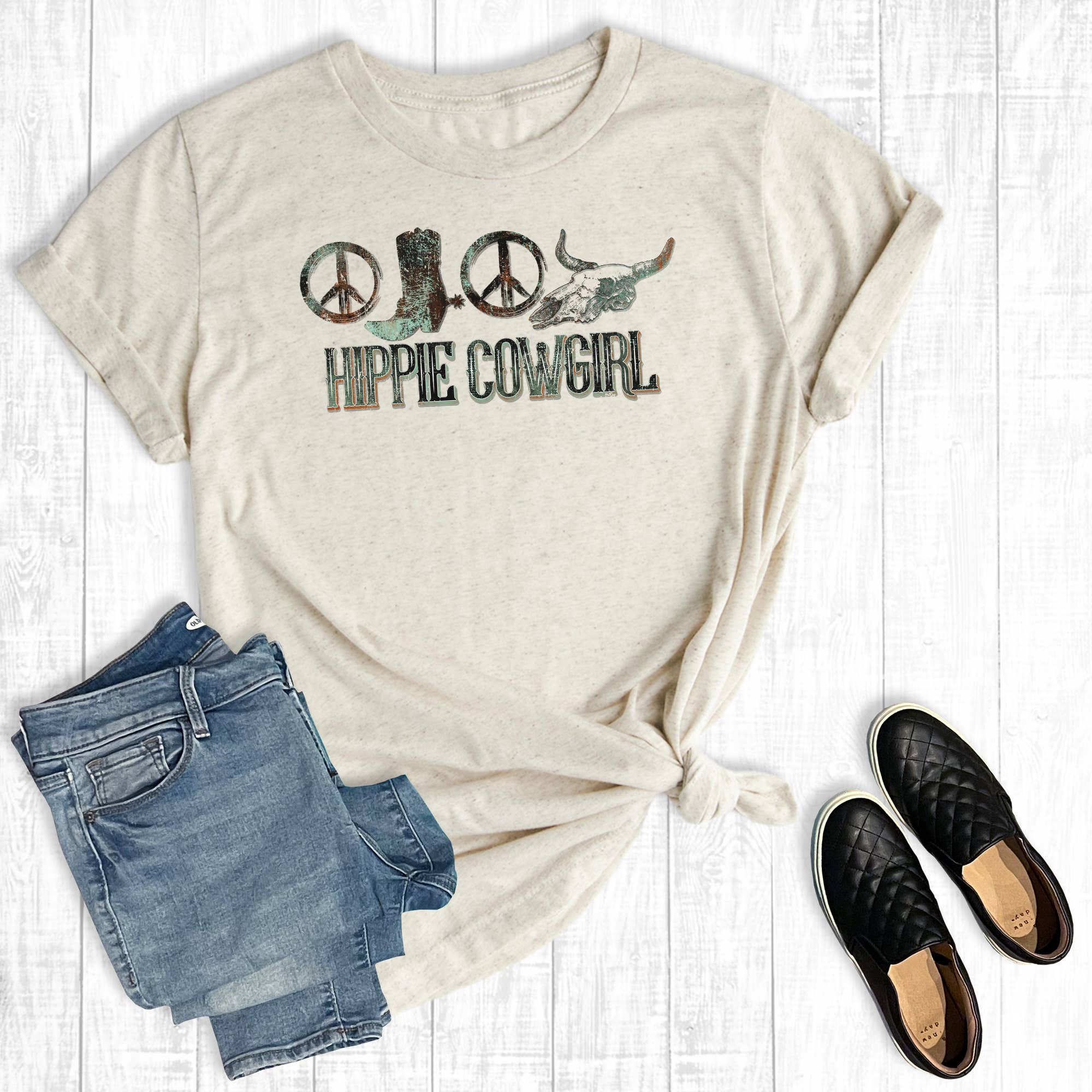Western Hippie Cowgirl Graphic Tee Hoodie, Sweatshirt | PodTeesHub.com
