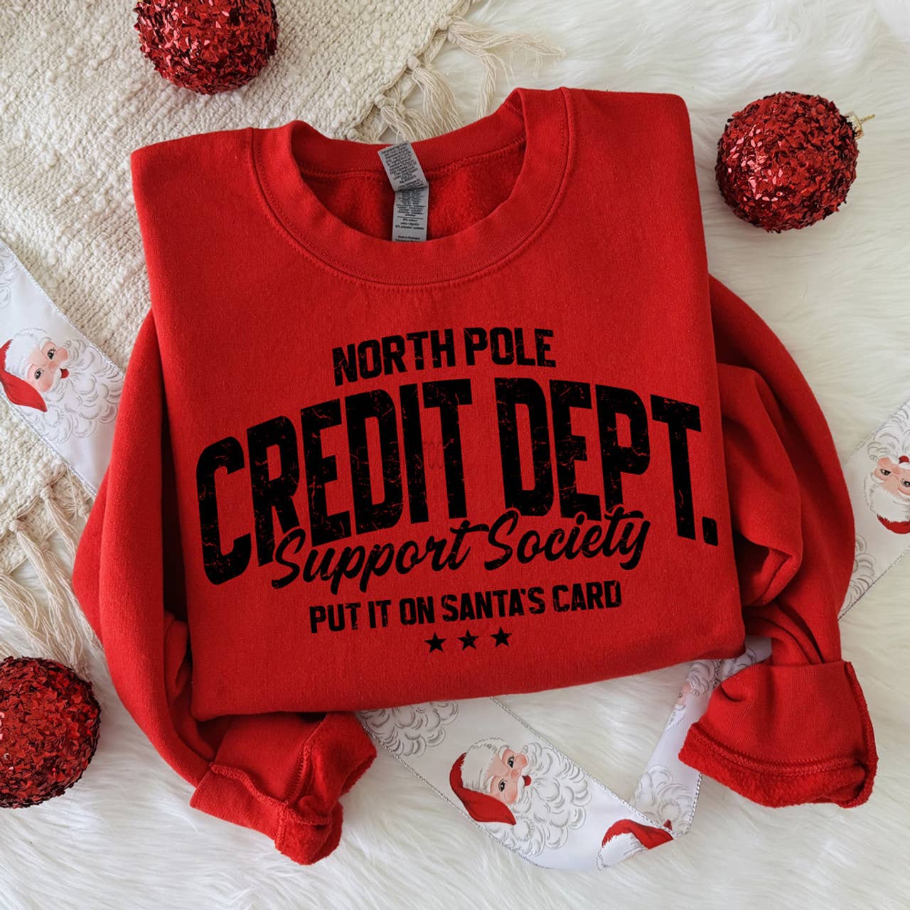 Distressed North Pole Credit Dept. Sweatshirt T-Shirts, Hoodie | PodTeesHub.com