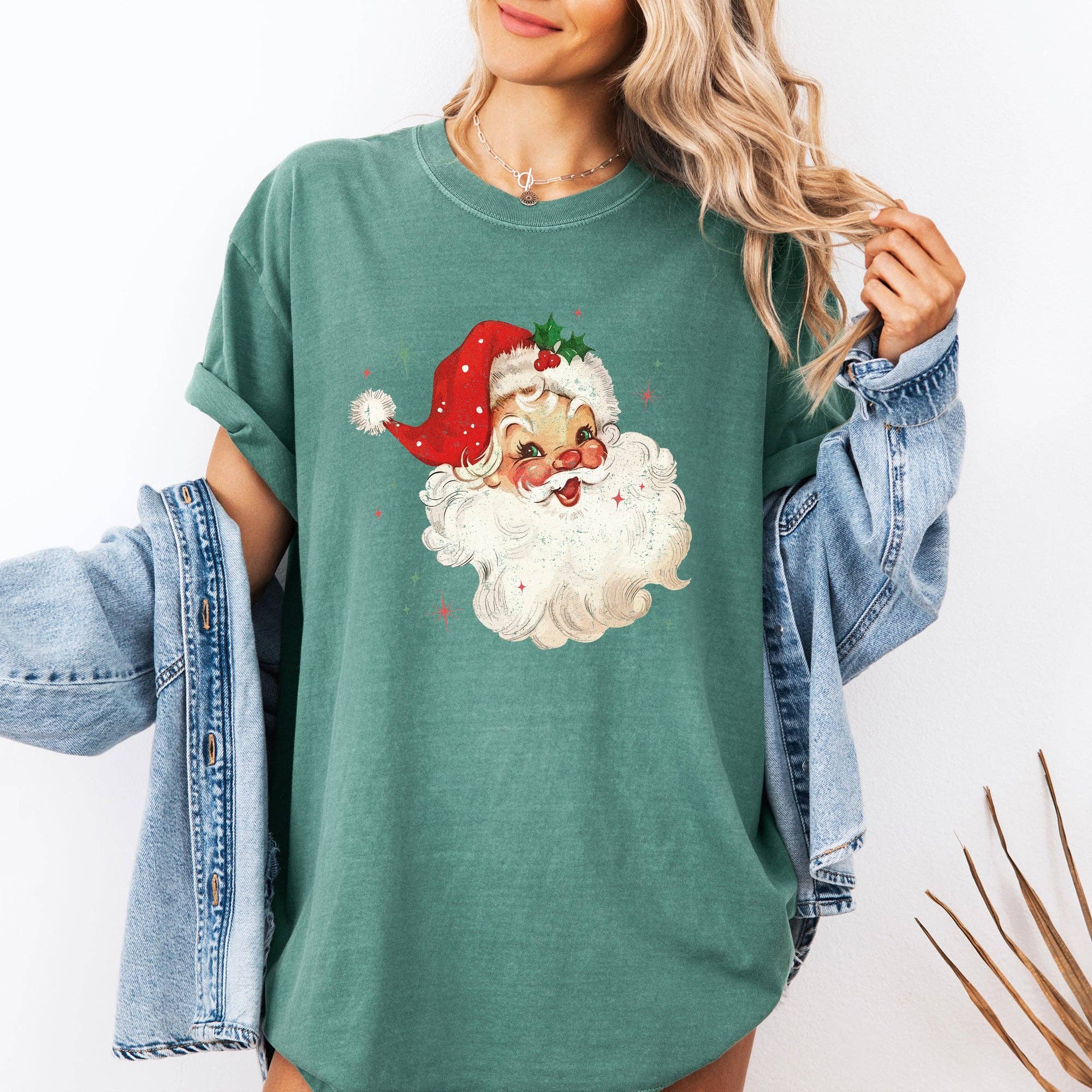 Red Retro Santa Claus, Christmas Vintage Classic Tshirt Hoodie, Sweatshirt | PodTeesHub.com