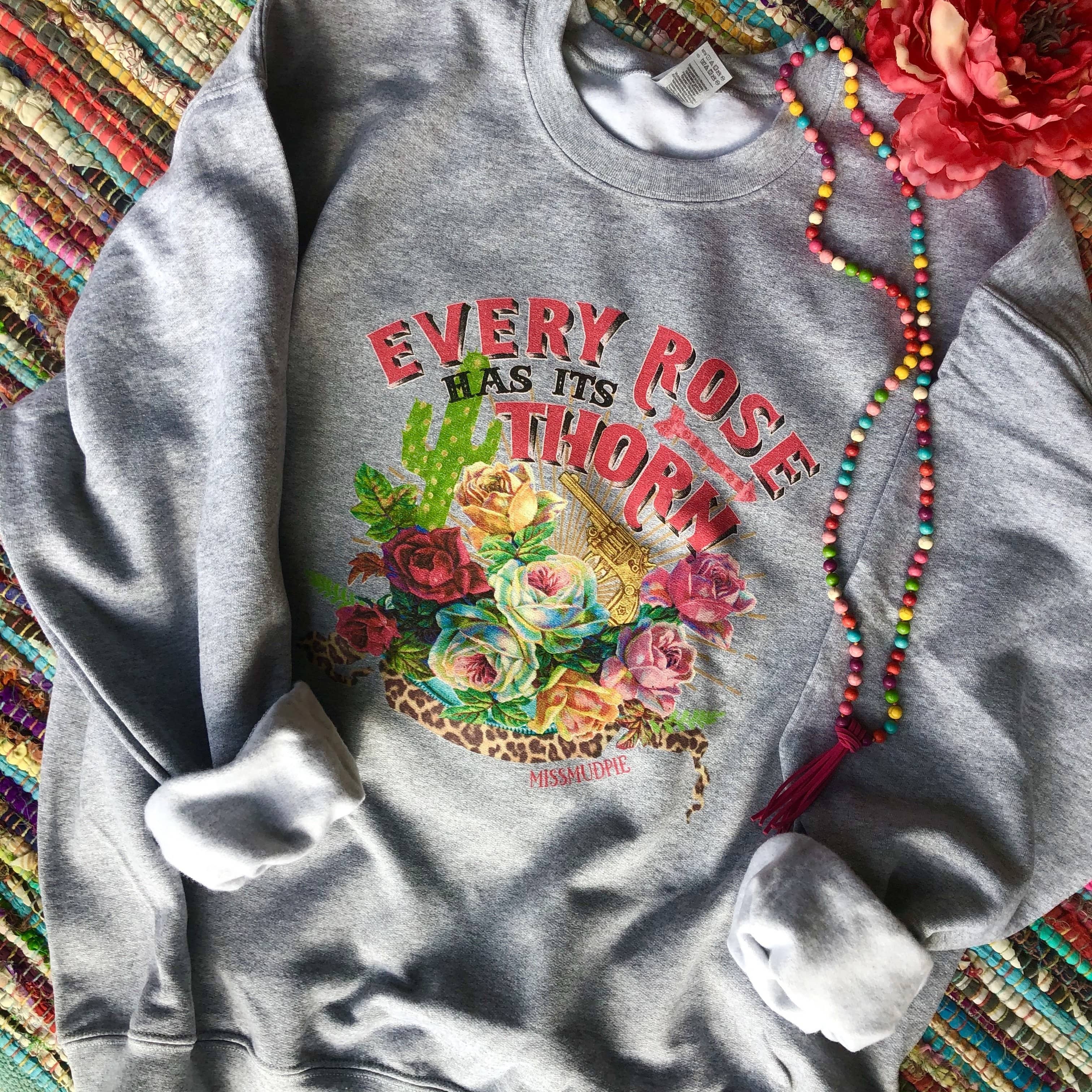 Every Rose Has Its Thorn Sweatshirt - Heather Gray T-Shirts, Hoodie | PodTeesHub.com