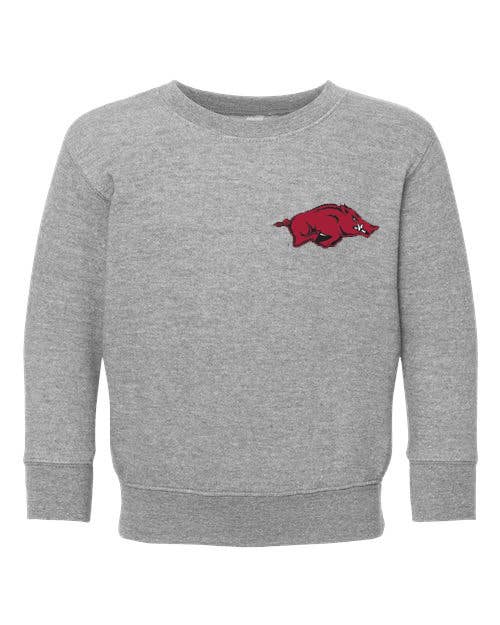 Children's Razorbacks Chenille Patch Gray Sweatshirt T-Shirts, Hoodie | PodTeesHub.com