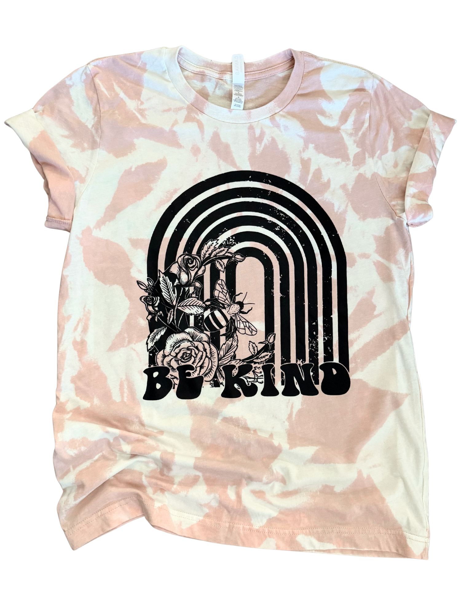 Be Kind Boho Rainbow + Bees Tie-Dye Tee Hoodie, Sweatshirt | PodTeesHub.com