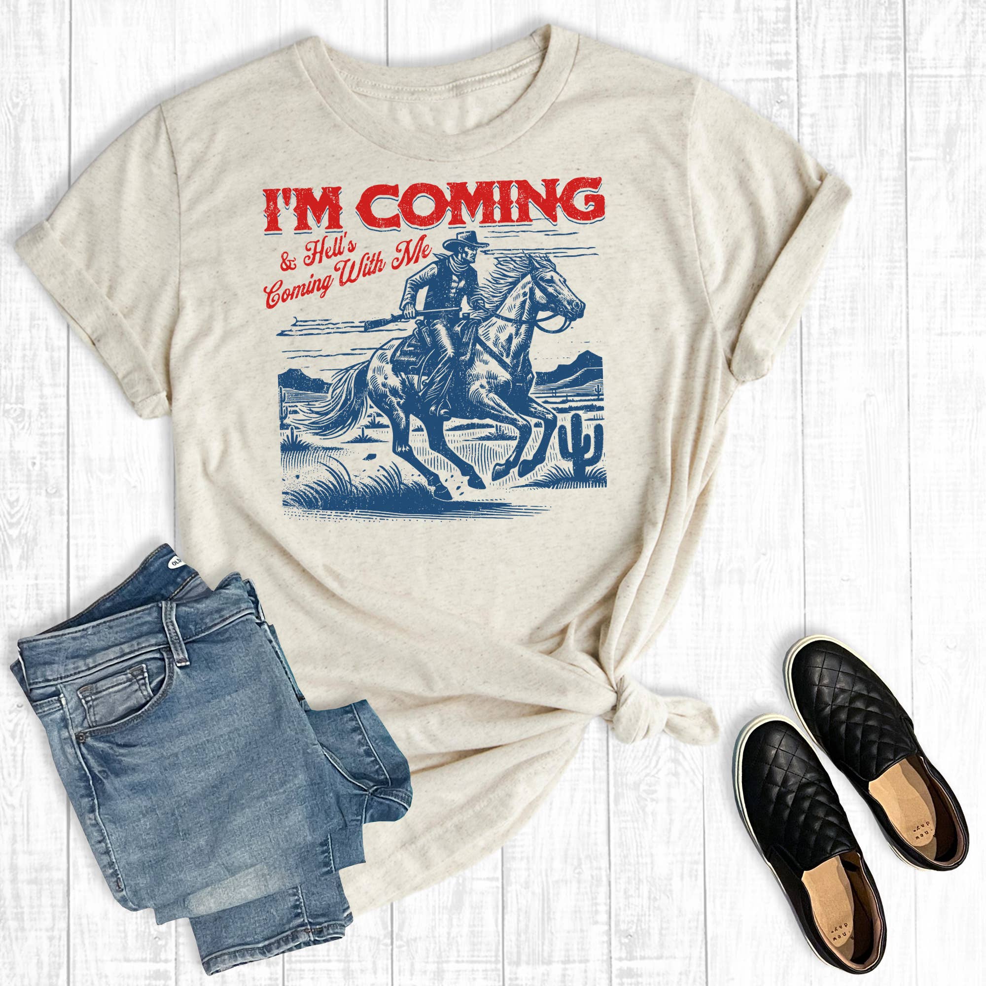 Western I'm Coming Graphic Tee Hoodie, Sweatshirt | PodTeesHub.com