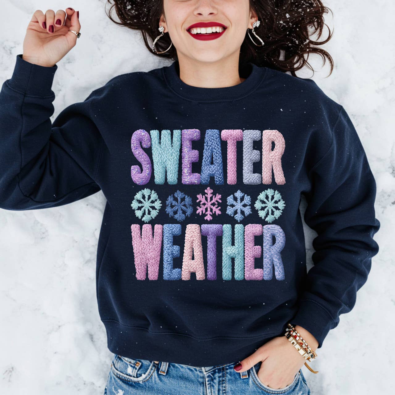 Faux Yarn Sweater Weather Sweatshirt T-Shirts, Hoodie | PodTeesHub.com