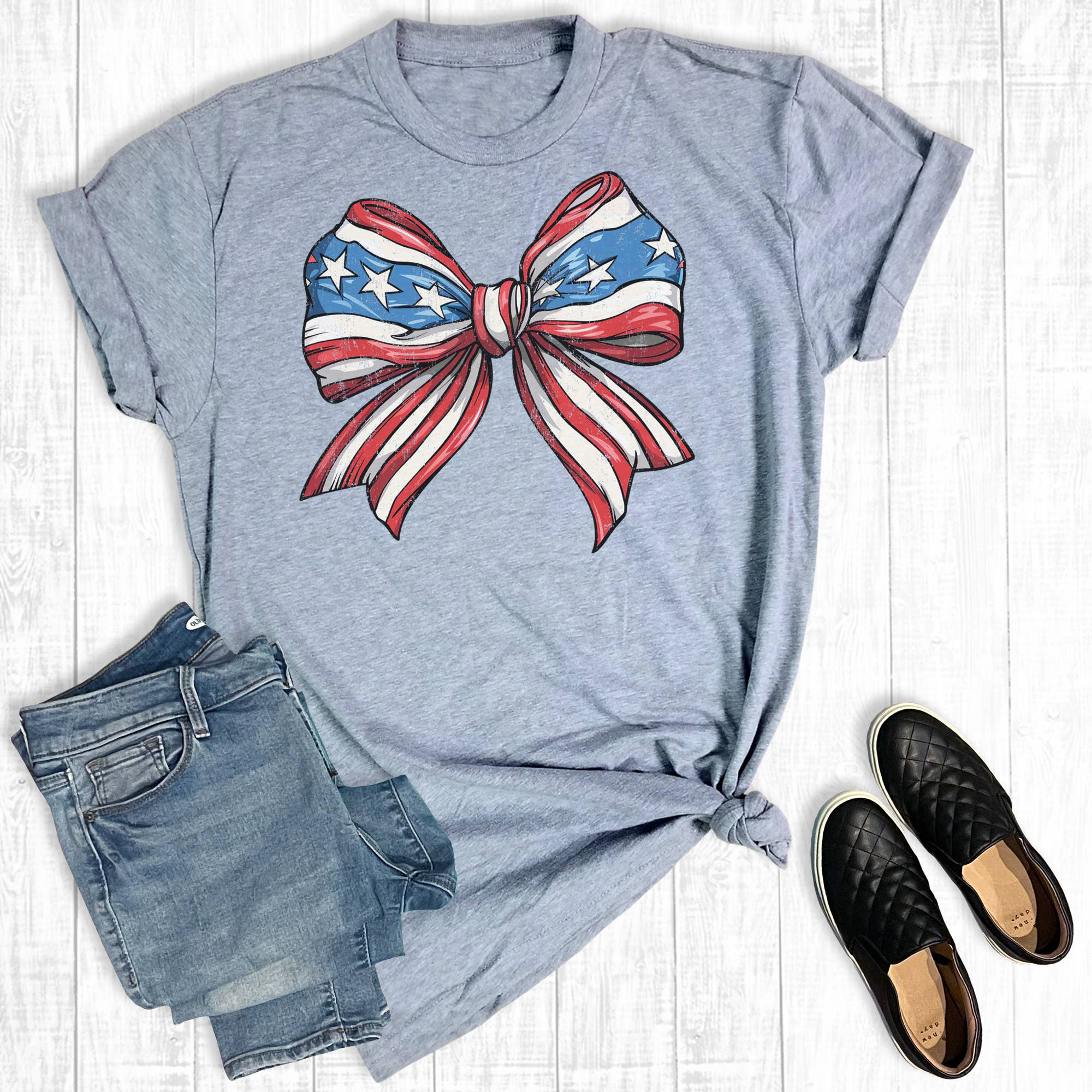 4th of July Coquette Bow Graphic Tee Hoodie, Sweatshirt | PodTeesHub.com