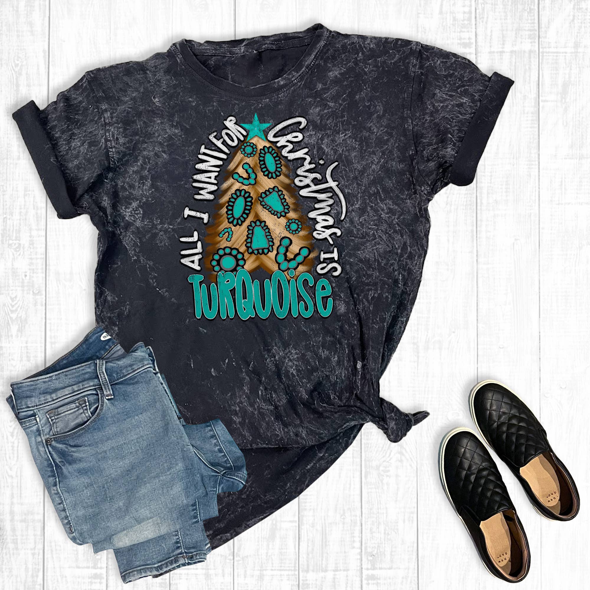 All I Want For Christmas Is Turquoise Mineral Graphic Tee Hoodie, Sweatshirt | PodTeesHub.com