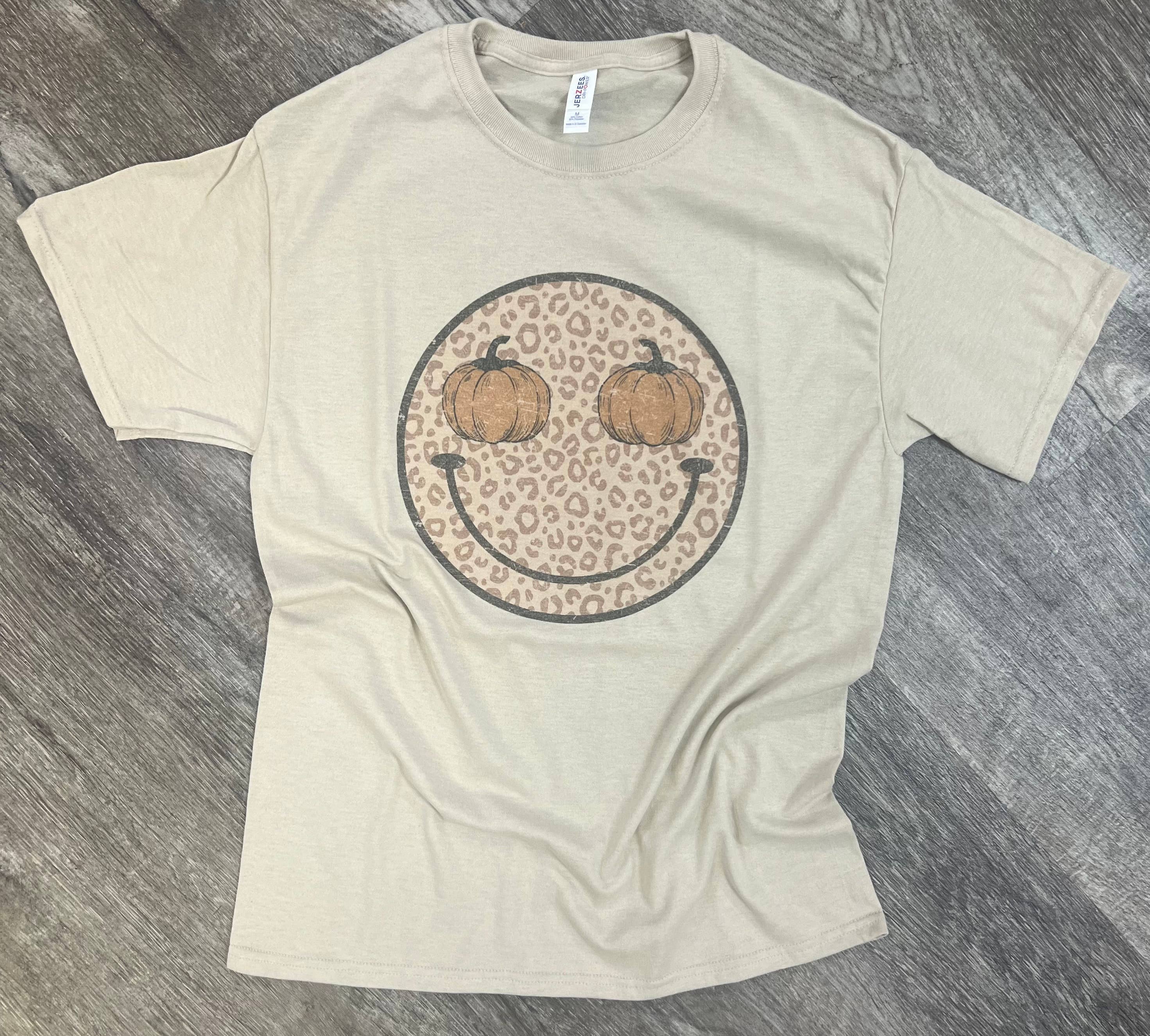 Pumpkin Happy Face Animal Print On Sand Tee Hoodie, Sweatshirt | PodTeesHub.com
