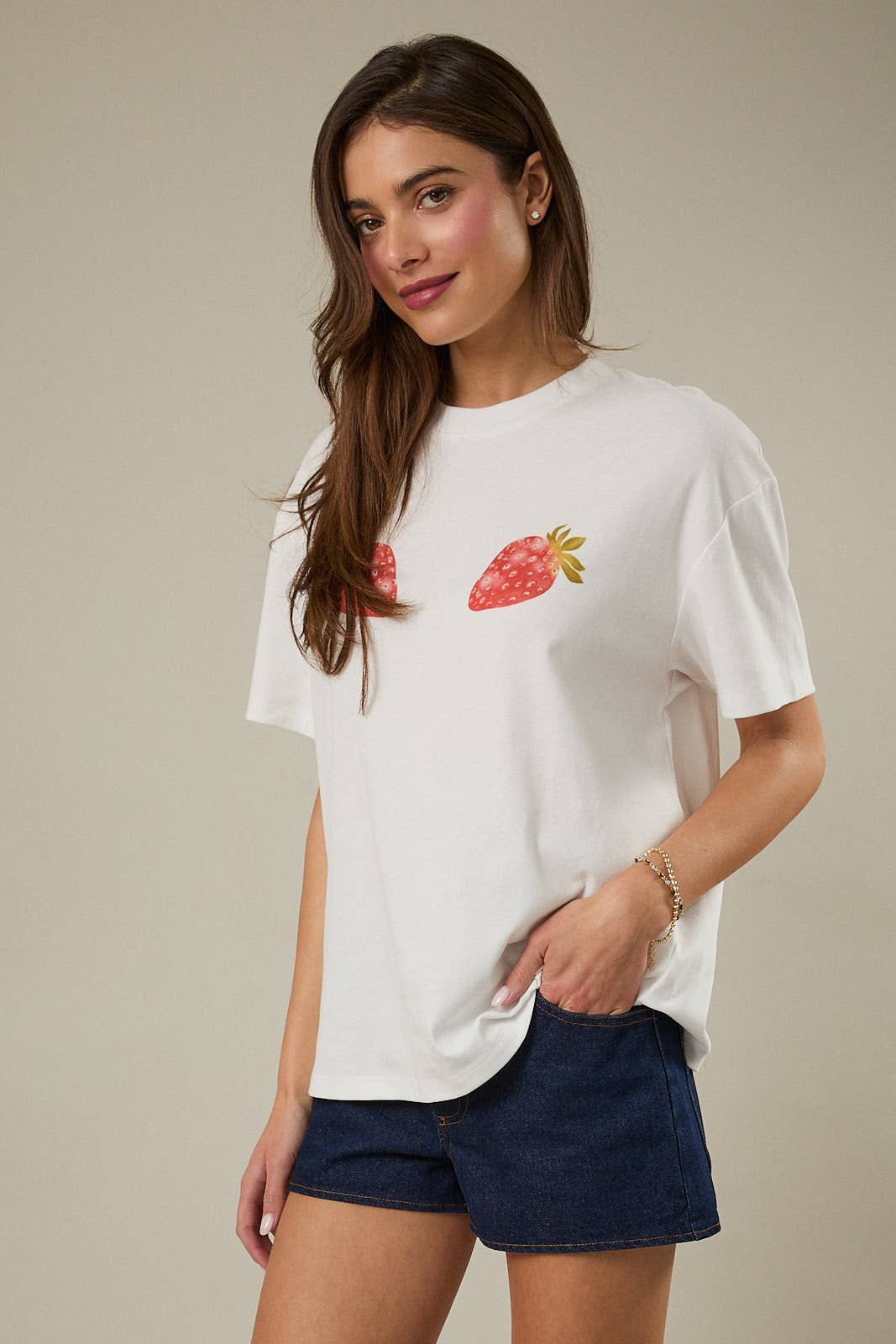 Round Neck Half Sleeve "Strawberry" Graphic T-Shirt Hoodie, Sweatshirt | PodTeesHub.com