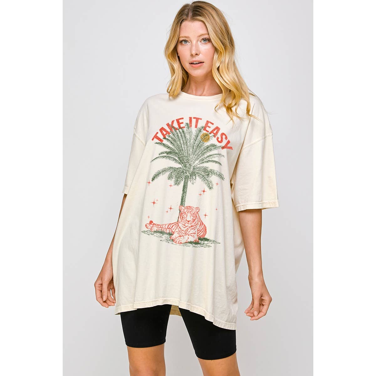 Take It Easy Vintage  Graphic Oversized Tee Hoodie, Sweatshirt | PodTeesHub.com