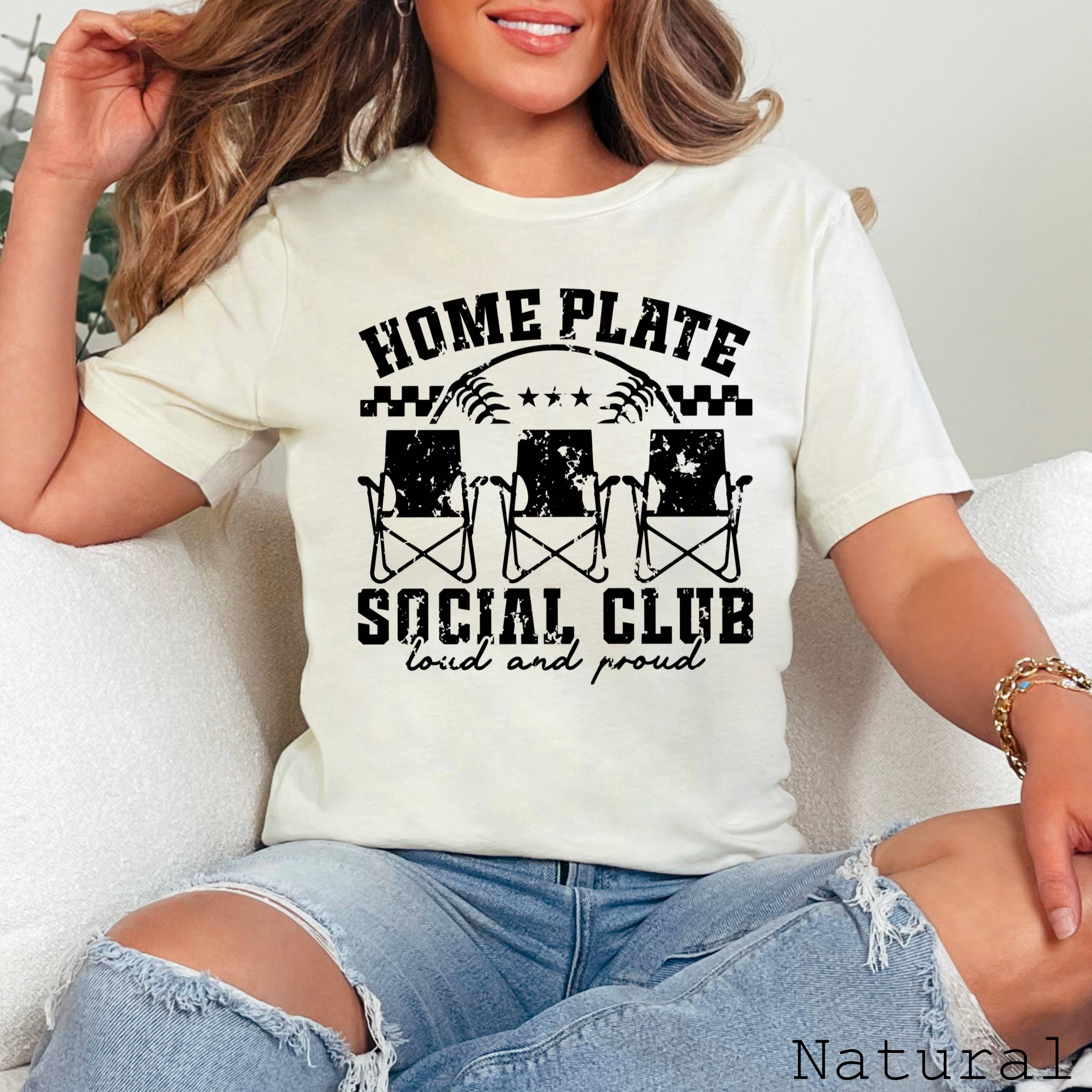 Home Plate Social Club Baseball Graphic Tee | Bella Canvas Hoodie, Sweatshirt | PodTeesHub.com
