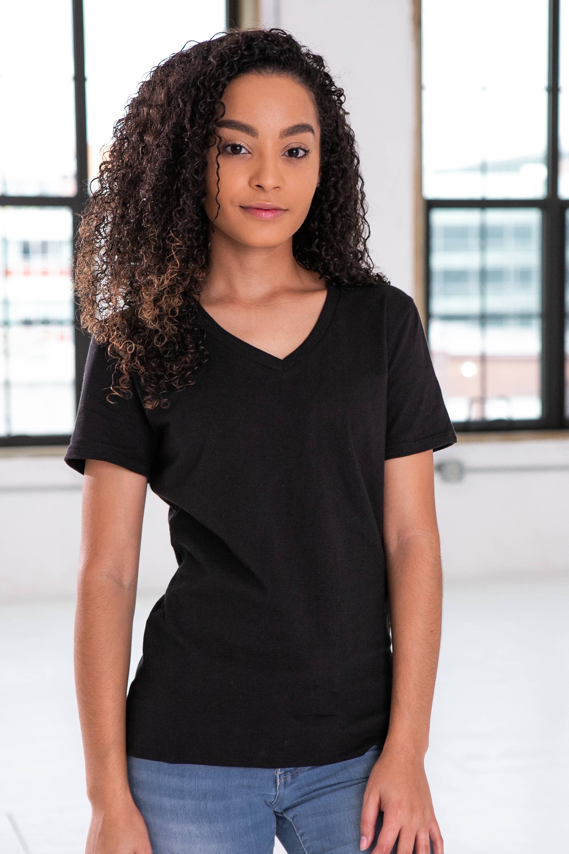 Ladies Premium Cotton V-Neck Tee Hoodie, Sweatshirt | PodTeesHub.com
