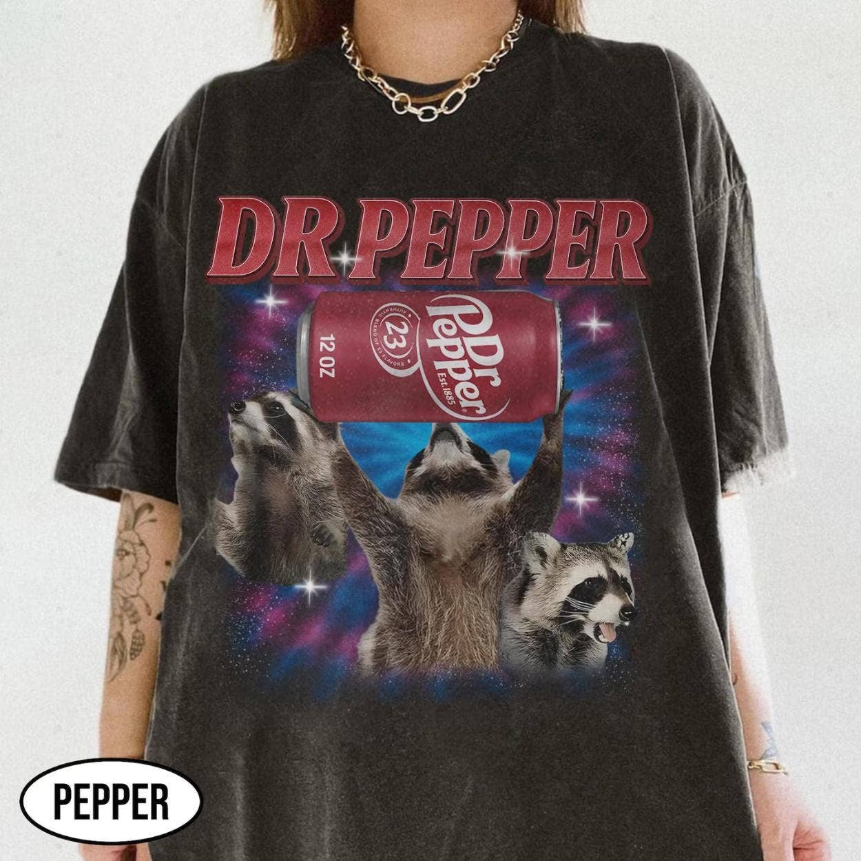 Vintage Raccoons Dr Pepper T-Shirt Retro Bootleg Tee Hoodie, Sweatshirt | PodTeesHub.com