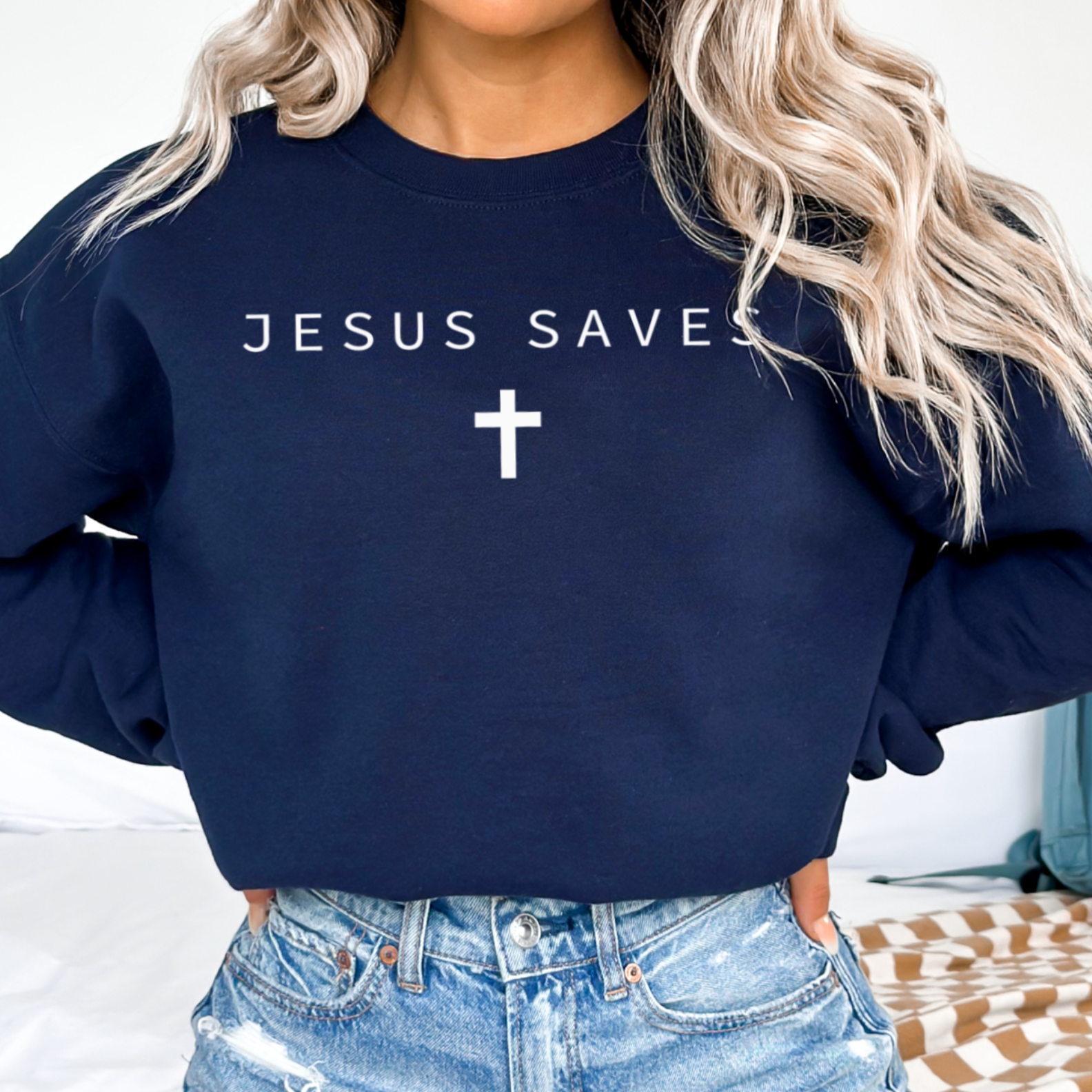 Jesus Saves Christian Graphic Sweatshirt | Gildan T-Shirts, Hoodie | PodTeesHub.com