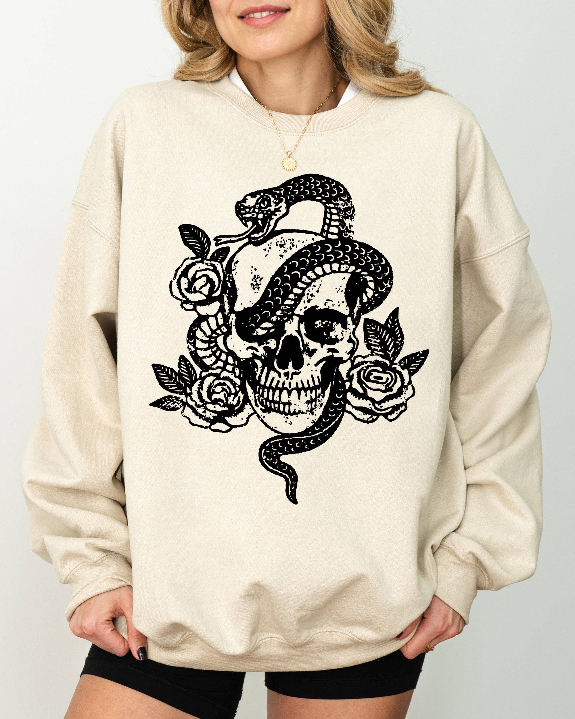 Skull, Roses, Snake, Skeleton, Ghost, Halloween Sweatshirt T-Shirts, Hoodie | PodTeesHub.com