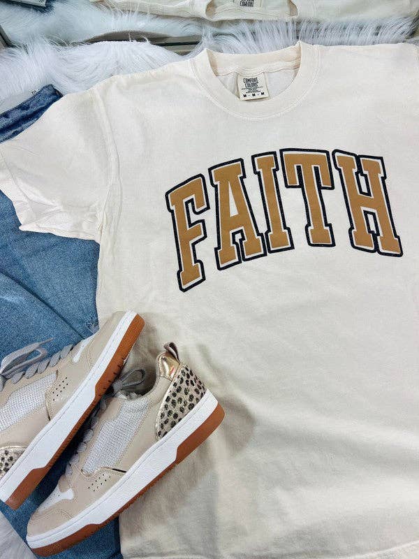Faith Varsity Double Puff/Glitter Tee Hoodie, Sweatshirt | PodTeesHub.com