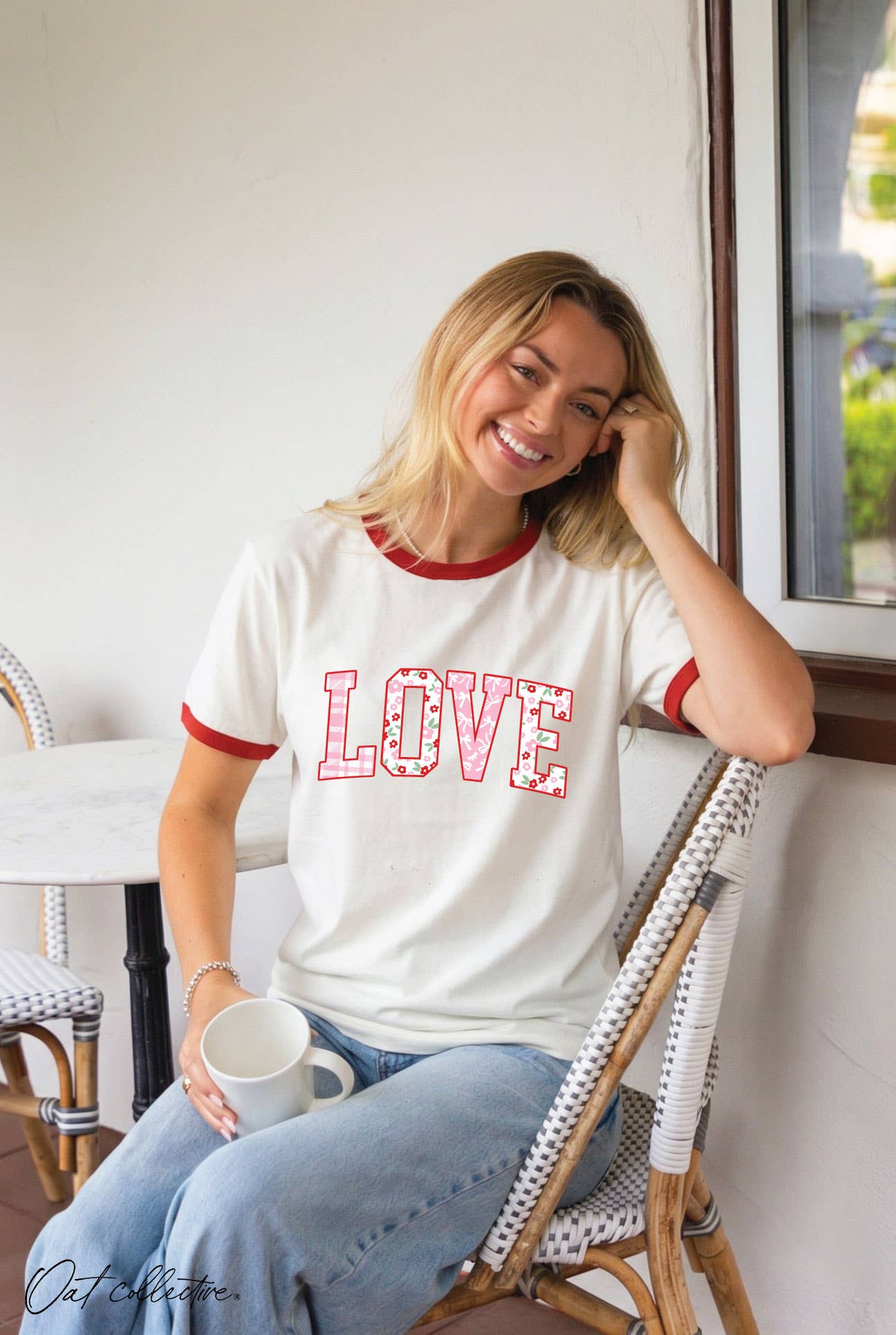 Love with Pattern Ringer Graphic T-Shirt Hoodie, Sweatshirt | PodTeesHub.com