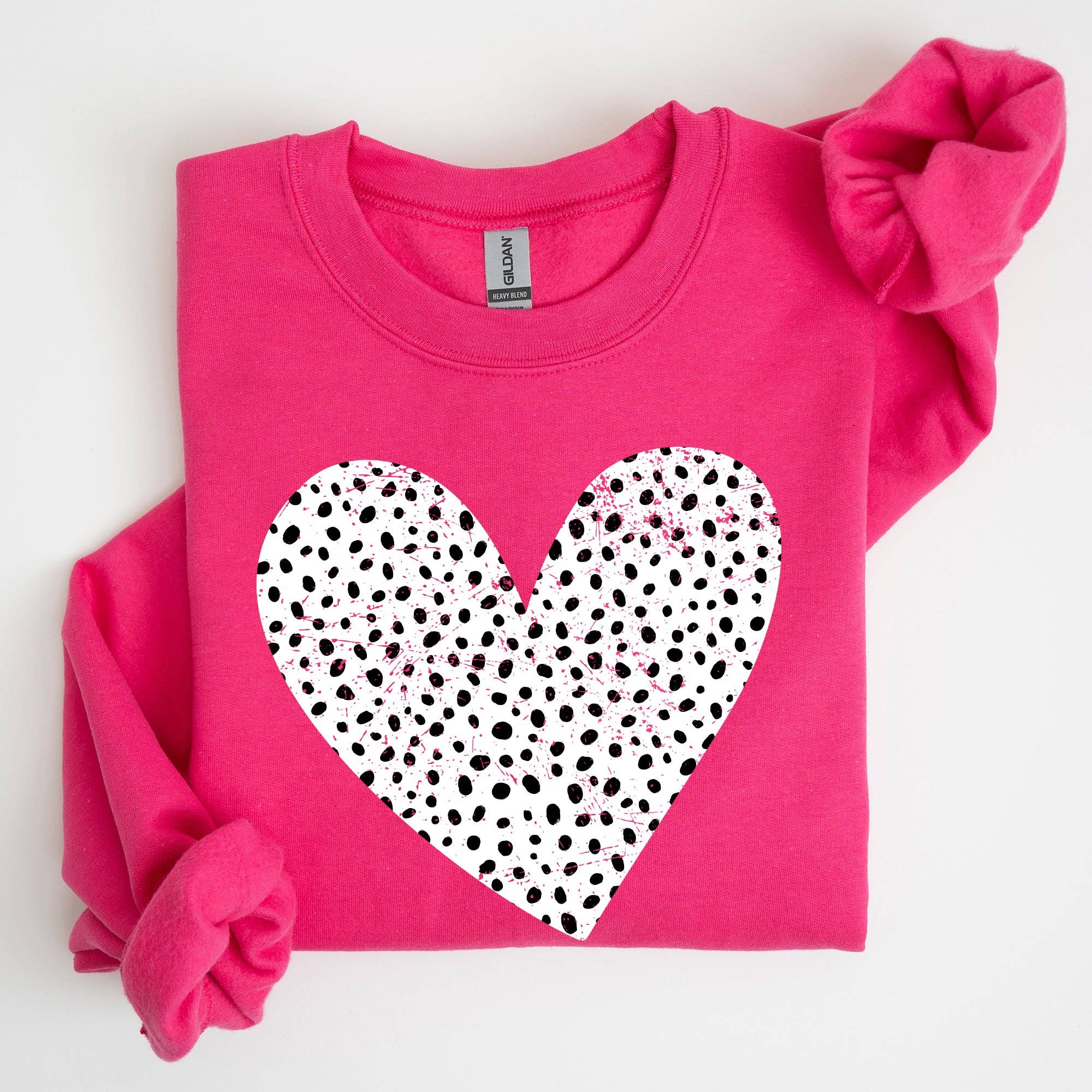Polka Dot Heart, Dalmatian Print, Valentine's Day Sweatshirt T-Shirts, Hoodie | PodTeesHub.com