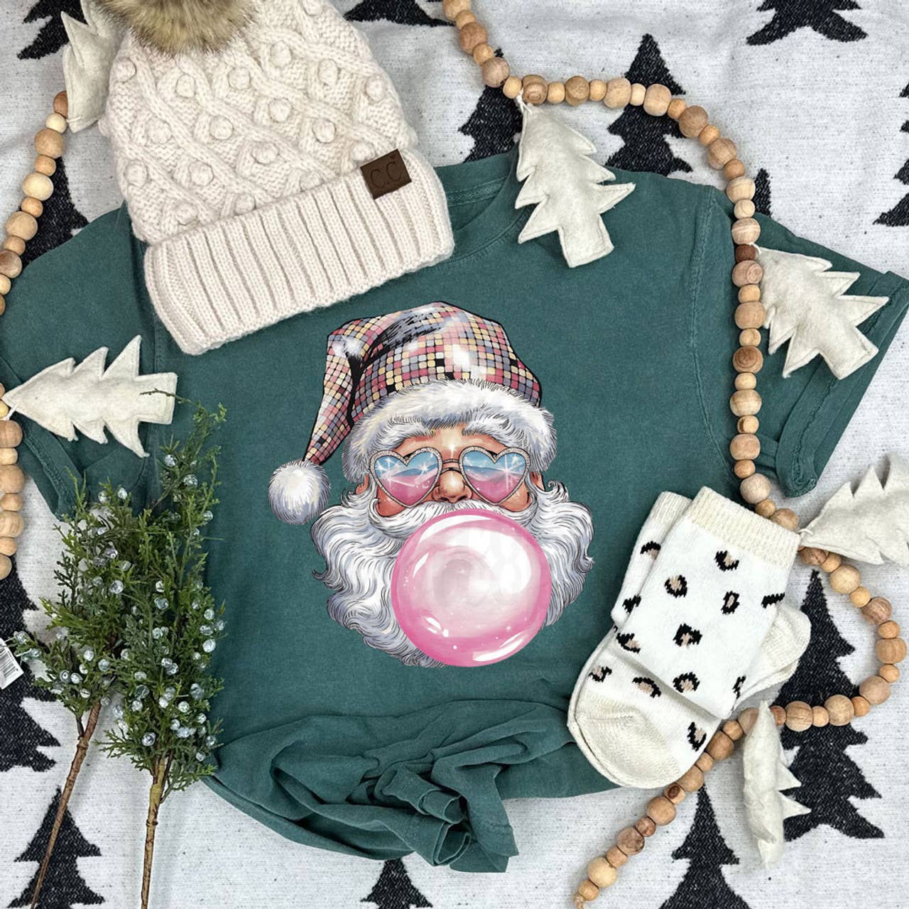 Disco Bubblegum Retro Santa Tee Hoodie, Sweatshirt | PodTeesHub.com