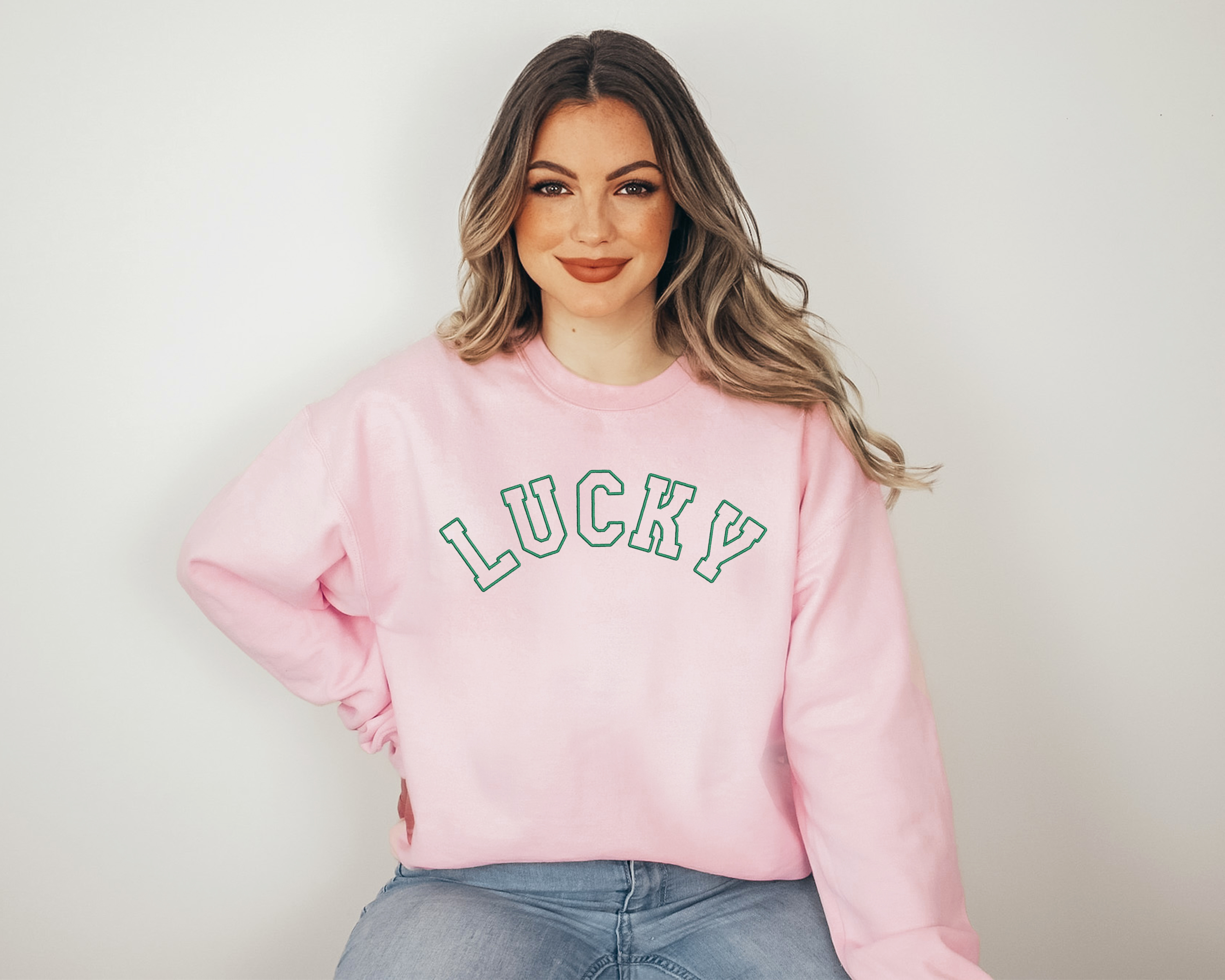 Lucky Embroidered Sweatshirt, St. Patrick's Day, Sweatshirt T-Shirts, Hoodie | PodTeesHub.com