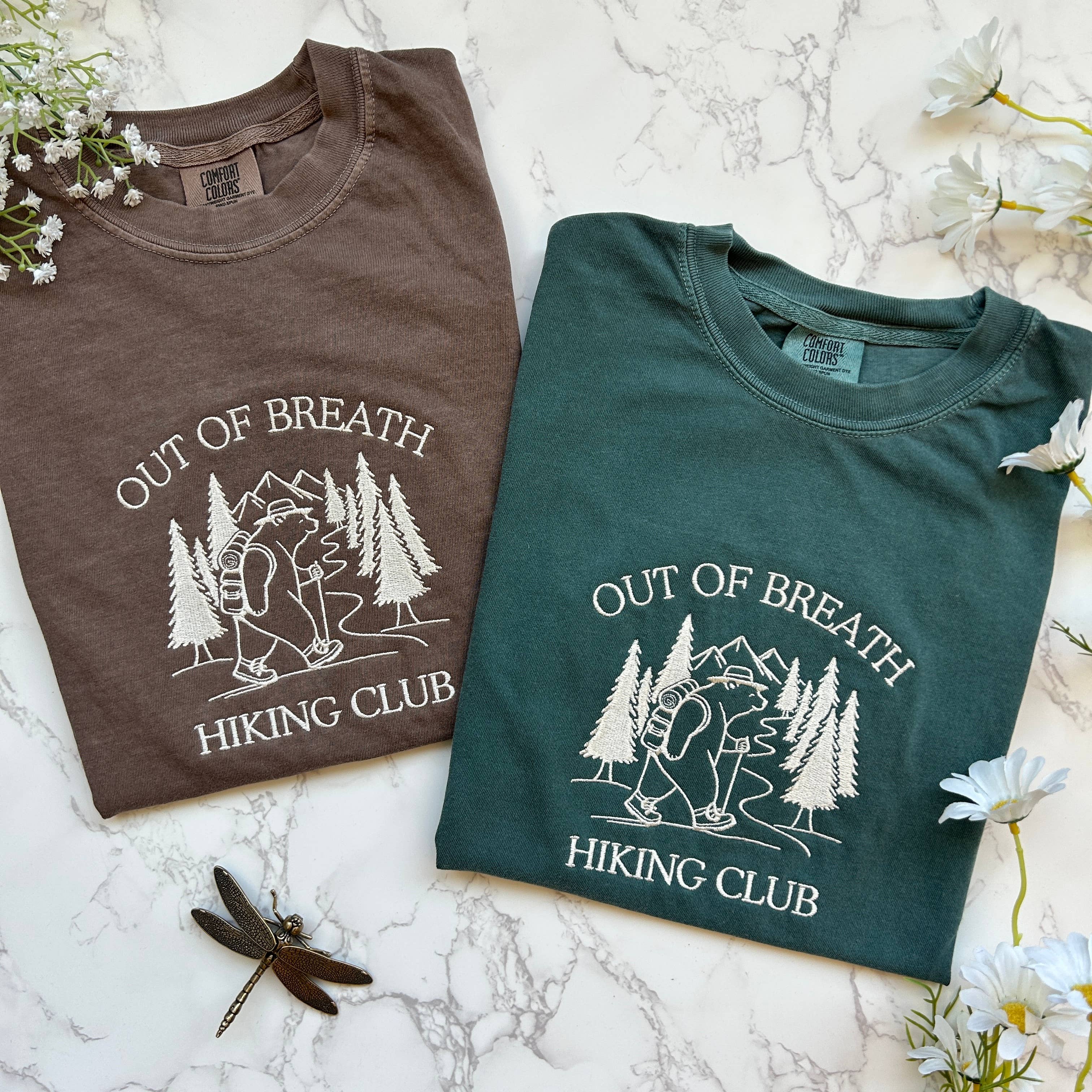 Embroidered Out of Breath Hiking Club Bear Tshirt Hoodie, Sweatshirt | PodTeesHub.com