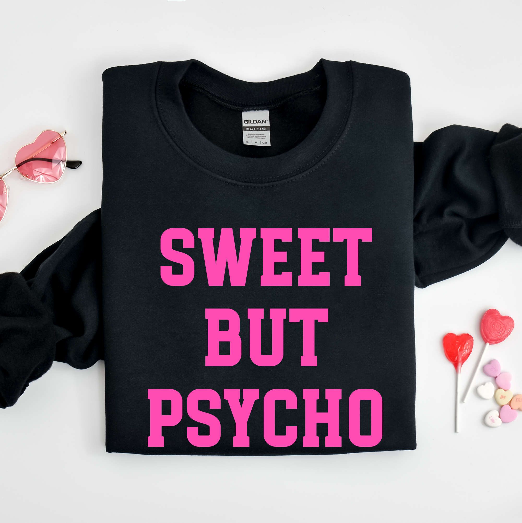 Sweet But Psycho Crewneck Sweatshirt, Valentine's Day T-Shirts, Hoodie | PodTeesHub.com