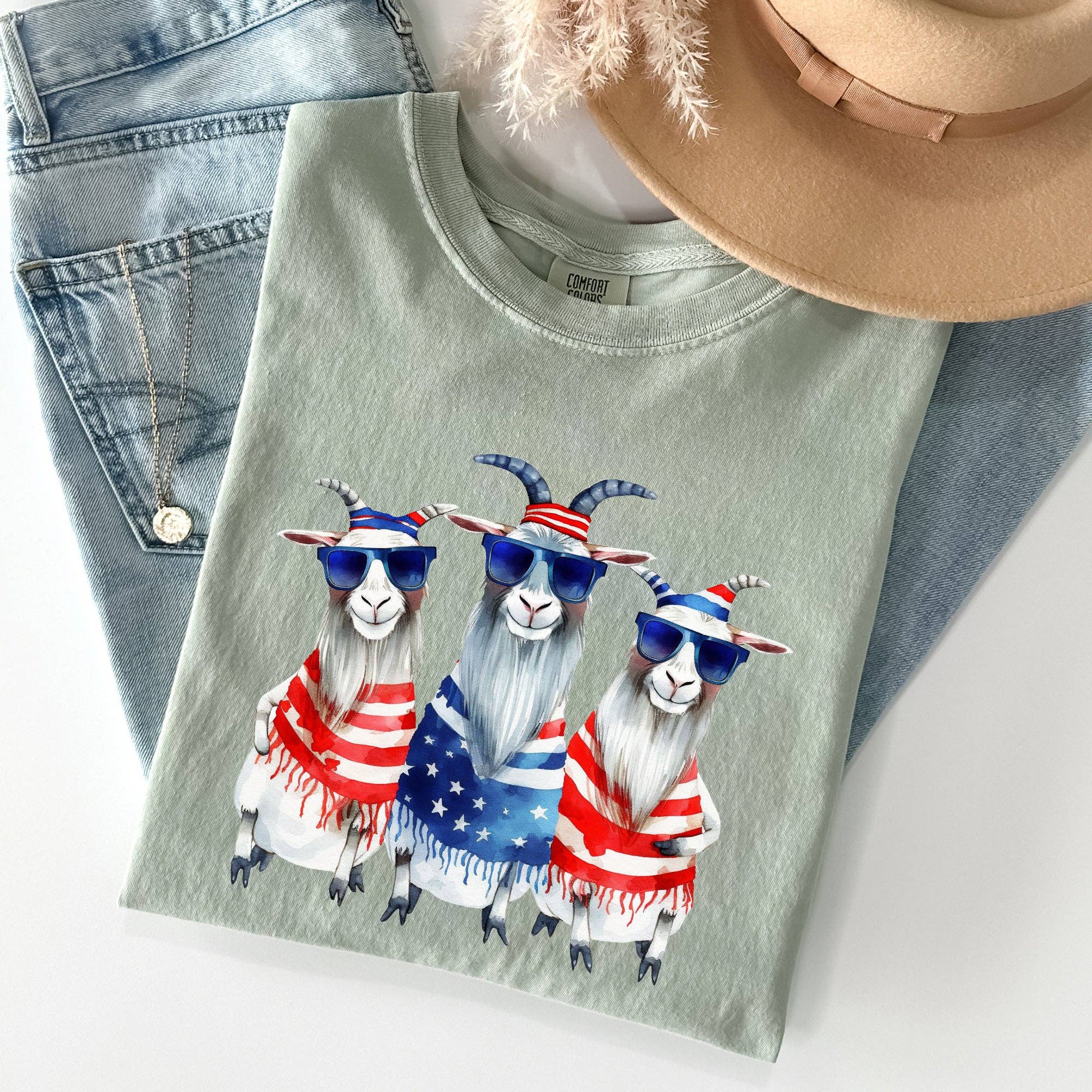 Patriotic Hippie Goats, Funny, Patriotic, 4th of July Tshirt Hoodie, Sweatshirt | PodTeesHub.com