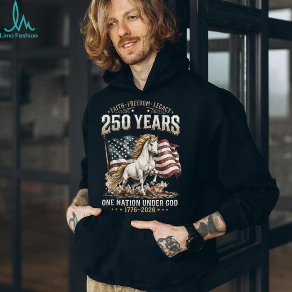 250 Years Faith Freedom Legacy American Horse Flag Graphic Shirt