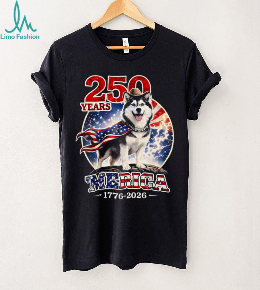 250 Years Merica Husky Dog American Flag Cape Shirt