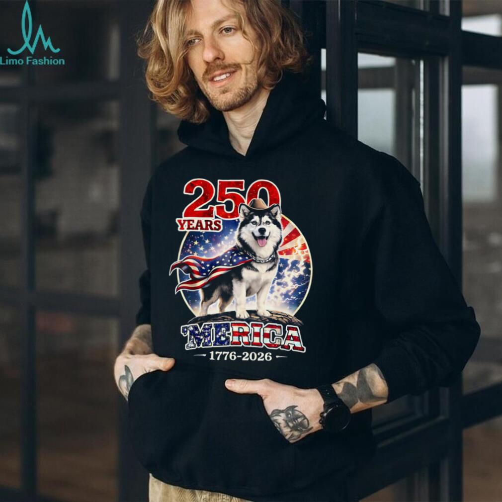 250 Years Merica Husky Dog American Flag Cape Shirt